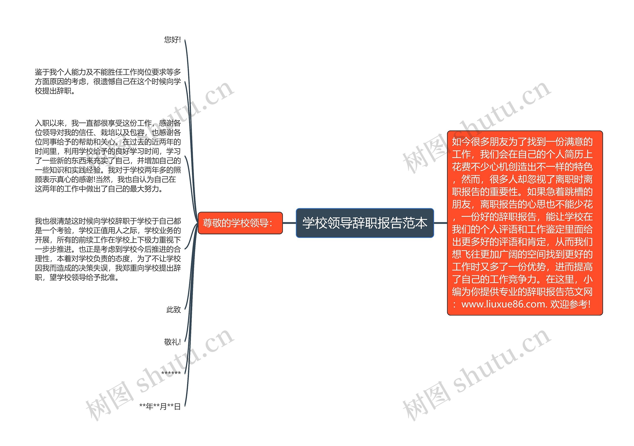 学校领导辞职报告范本思维导图