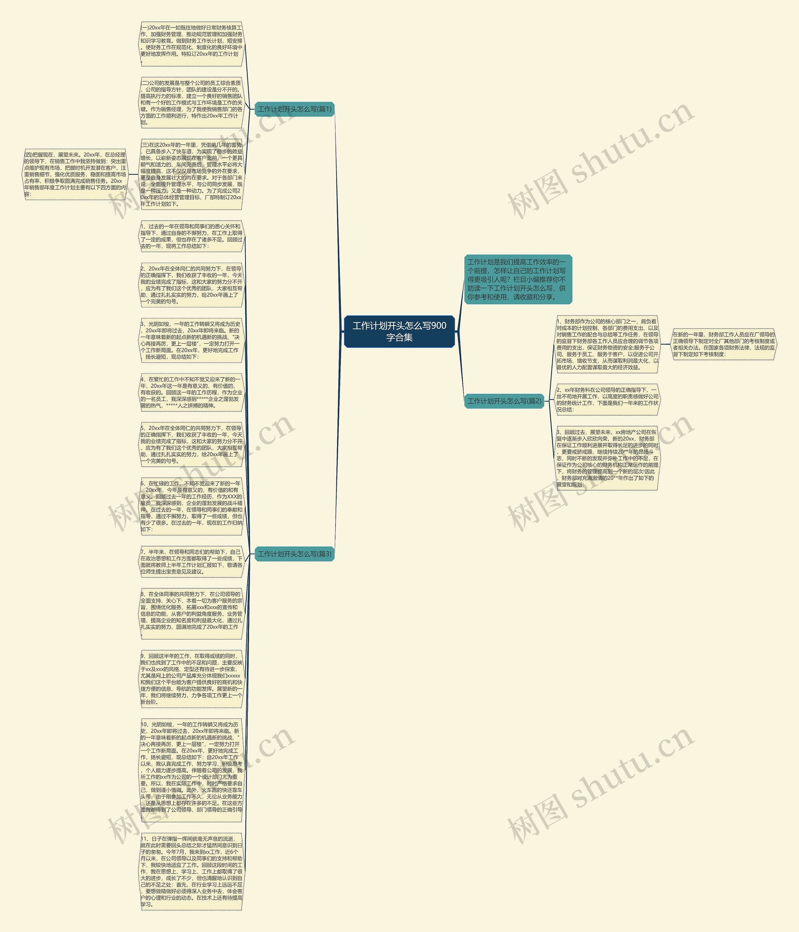 工作计划开头怎么写900字合集思维导图