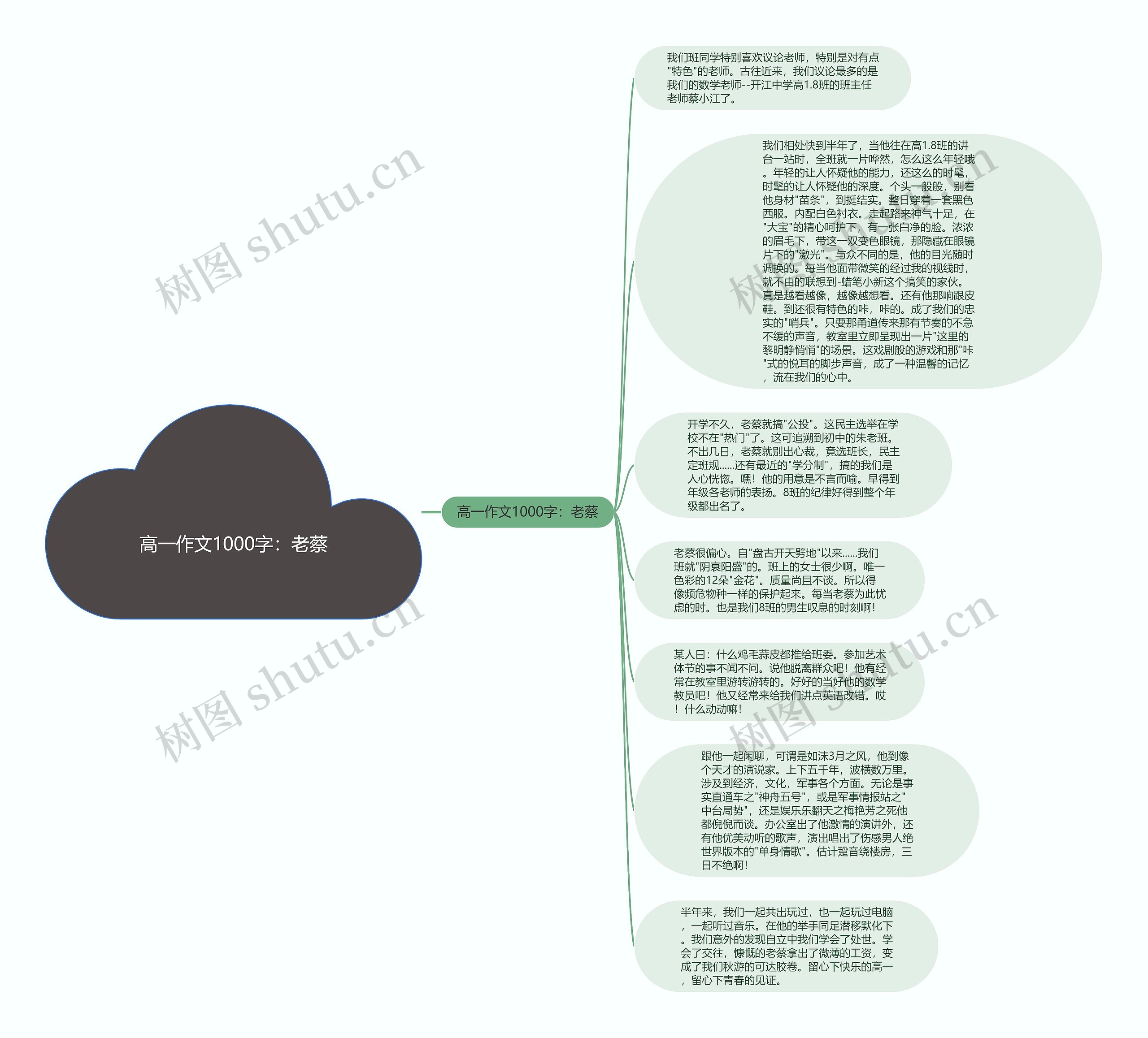 高一作文1000字：老蔡思维导图
