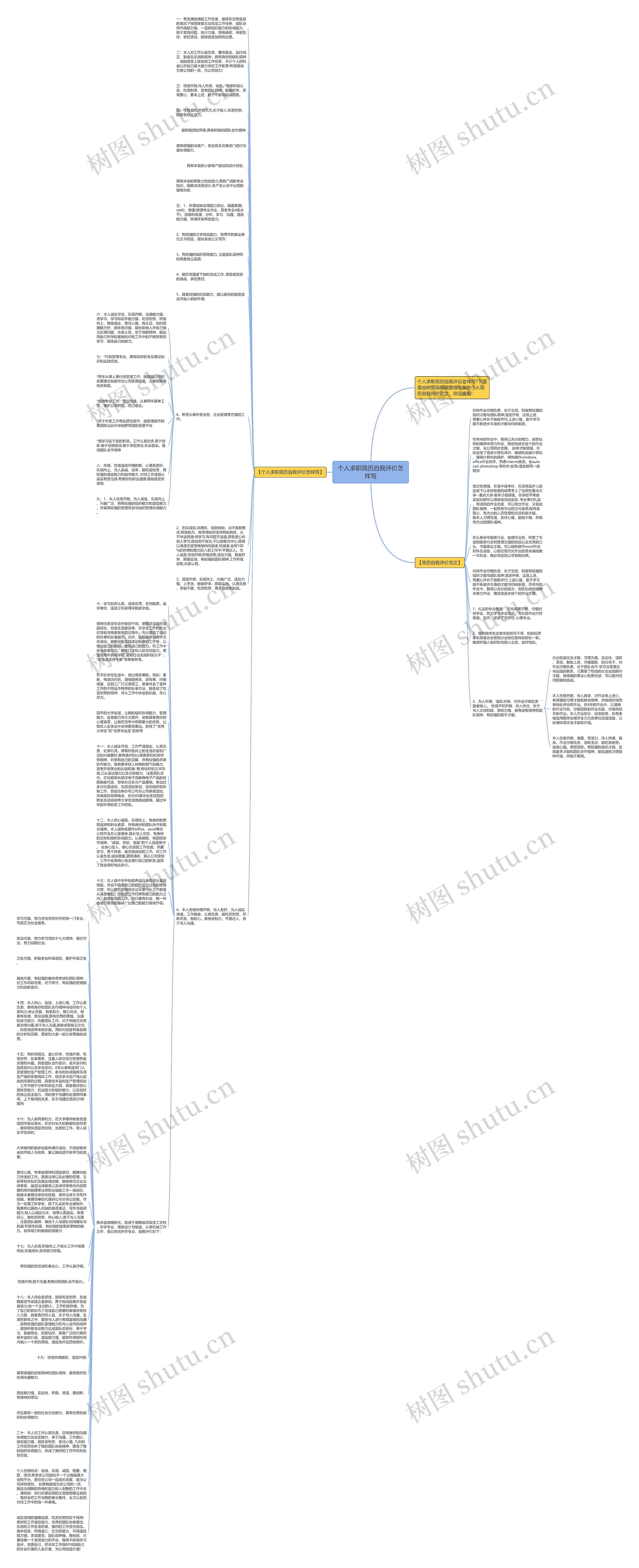 个人求职简历自我评价怎样写思维导图