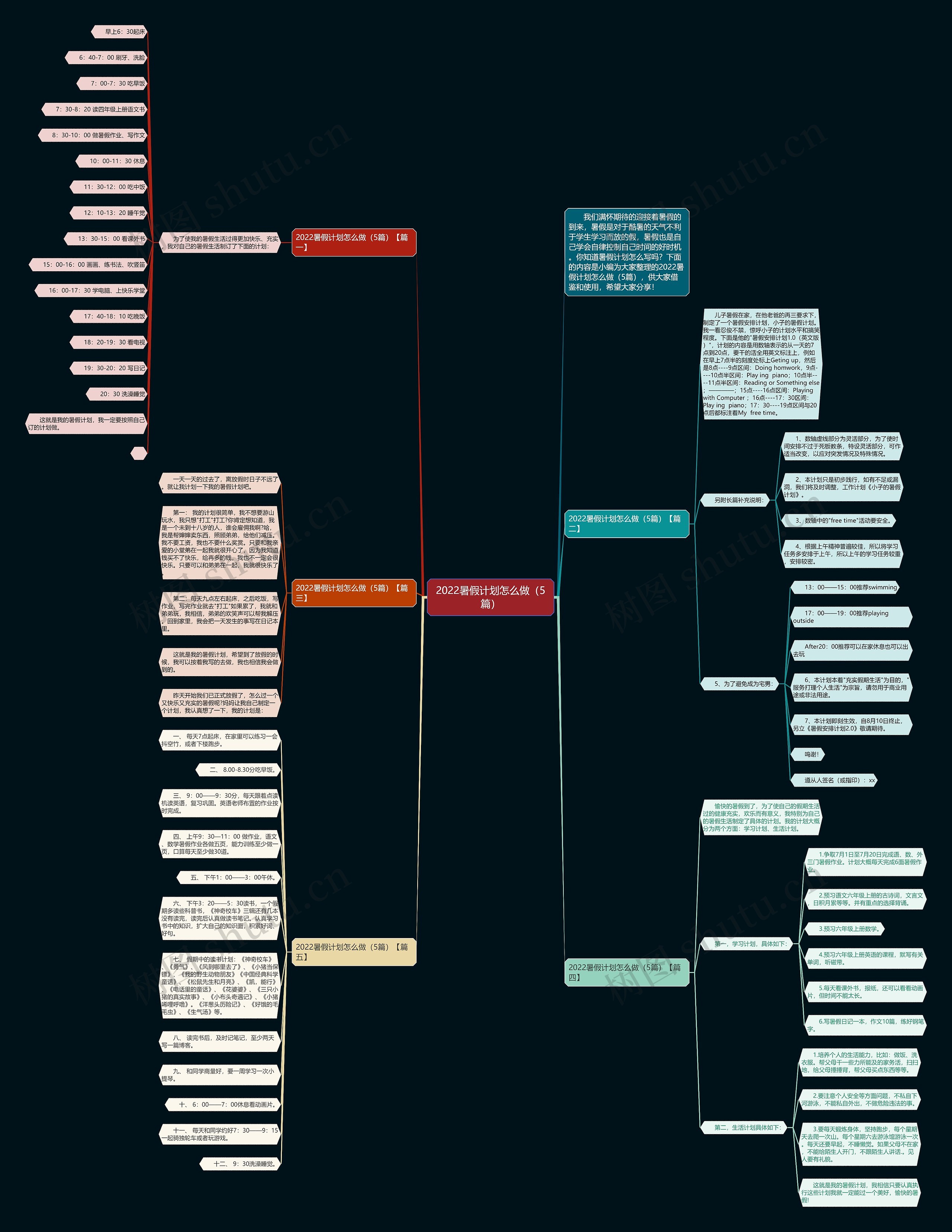 2022暑假计划怎么做（5篇）思维导图