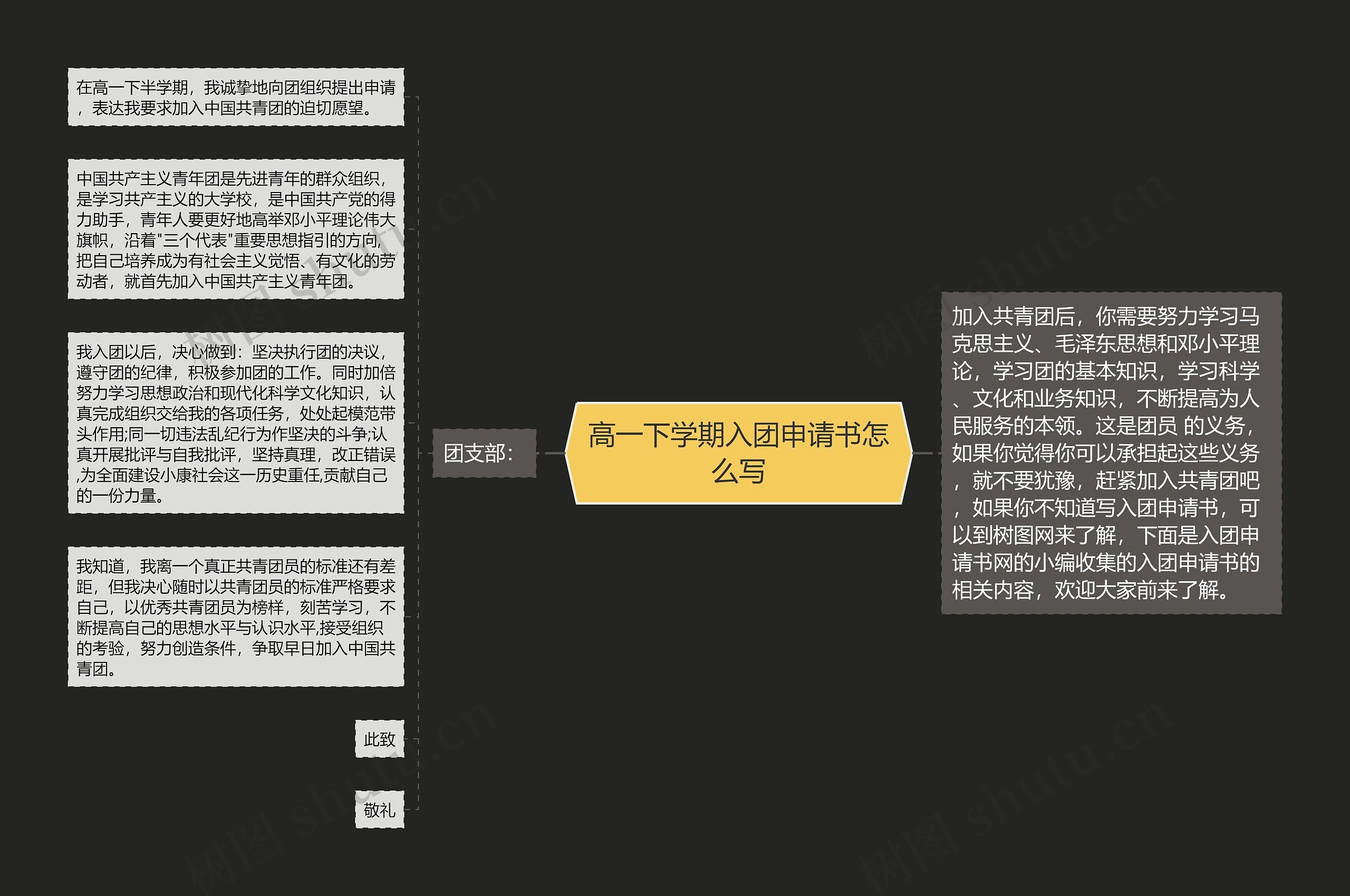 高一下学期入团申请书怎么写思维导图