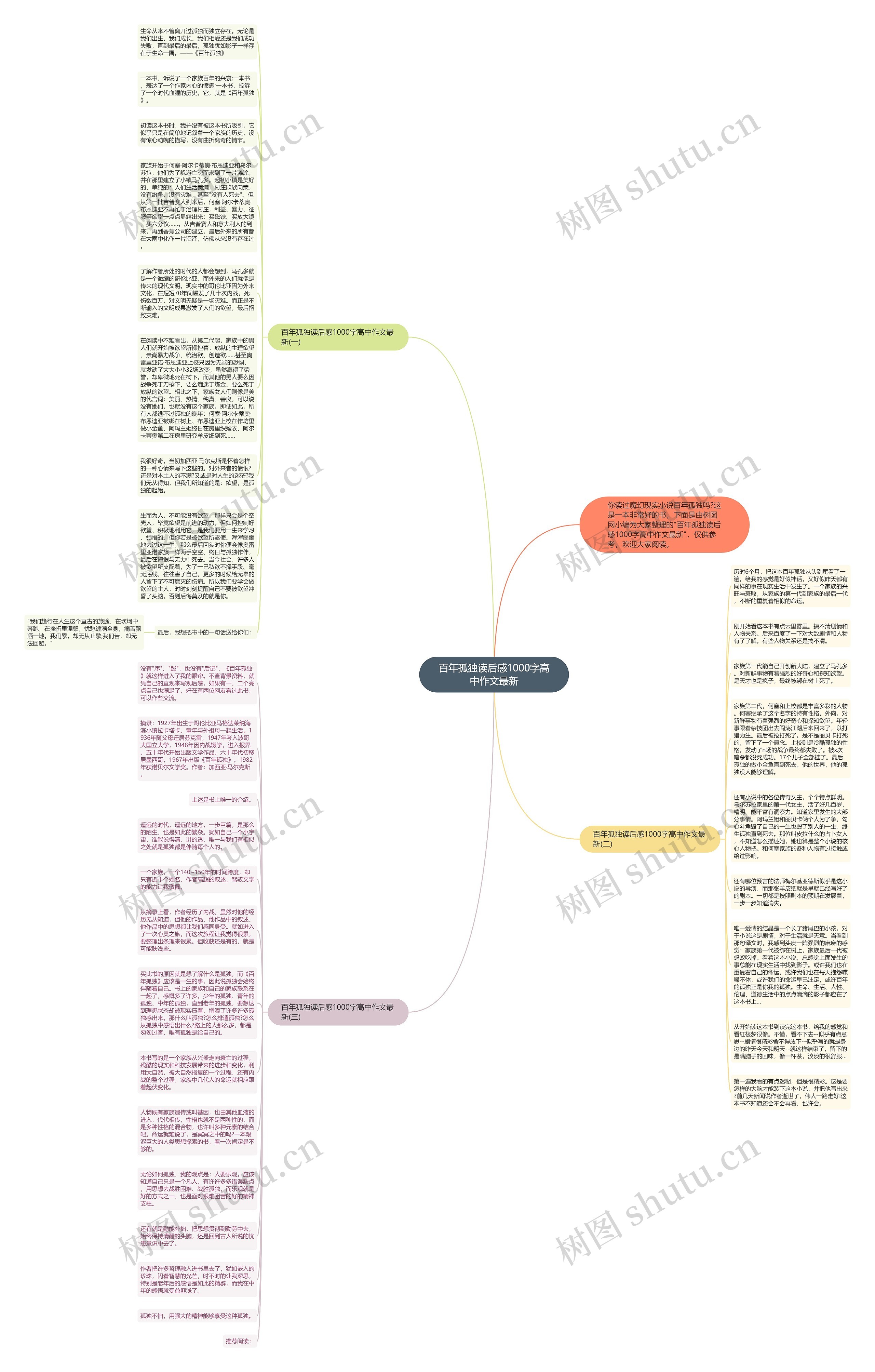 百年孤独读后感1000字高中作文最新思维导图