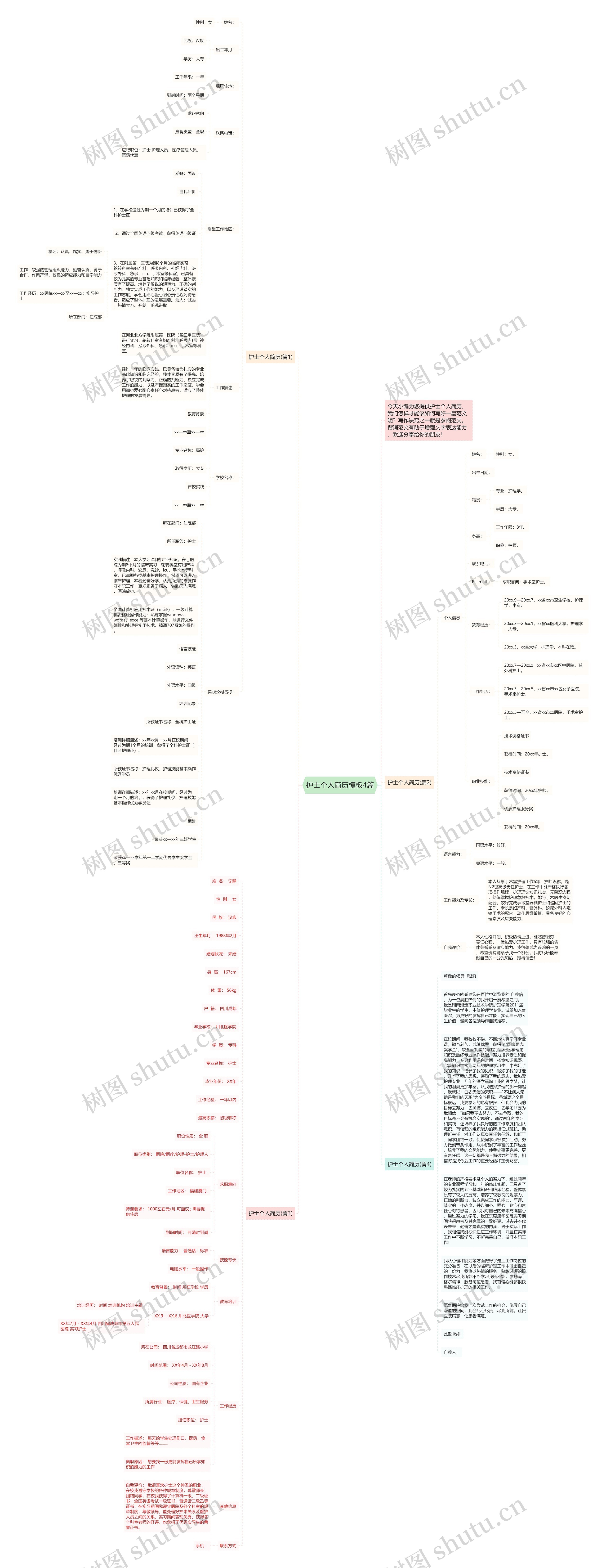 护士个人简历4篇思维导图