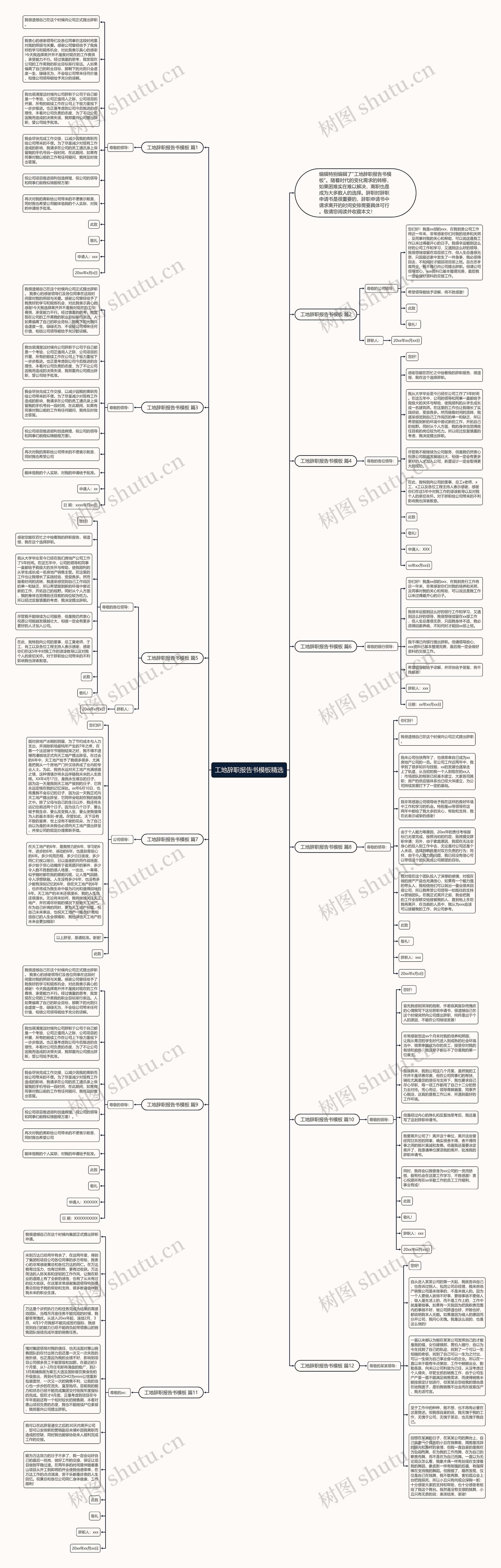 工地辞职报告书精选思维导图