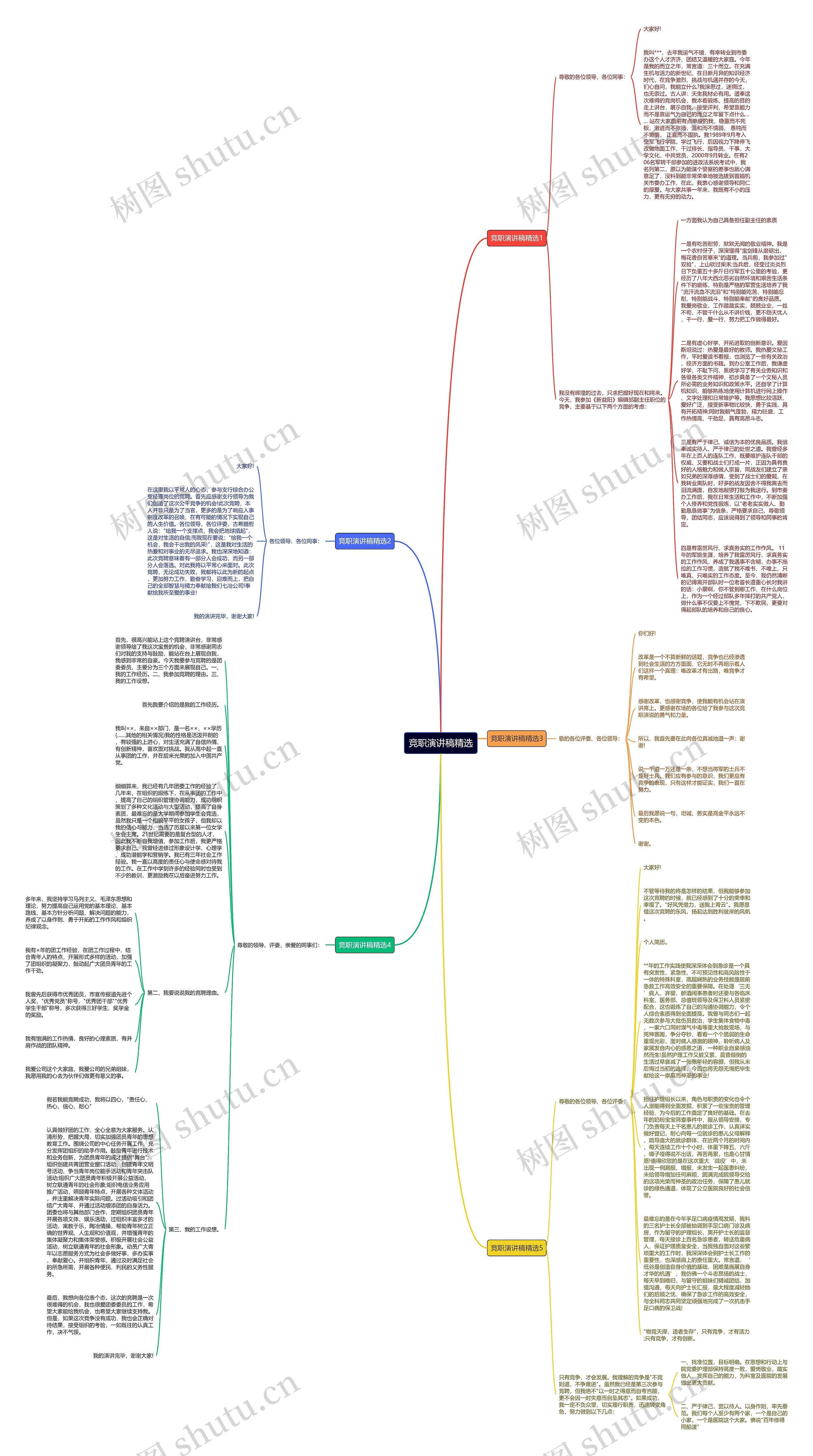 竞职演讲稿精选思维导图