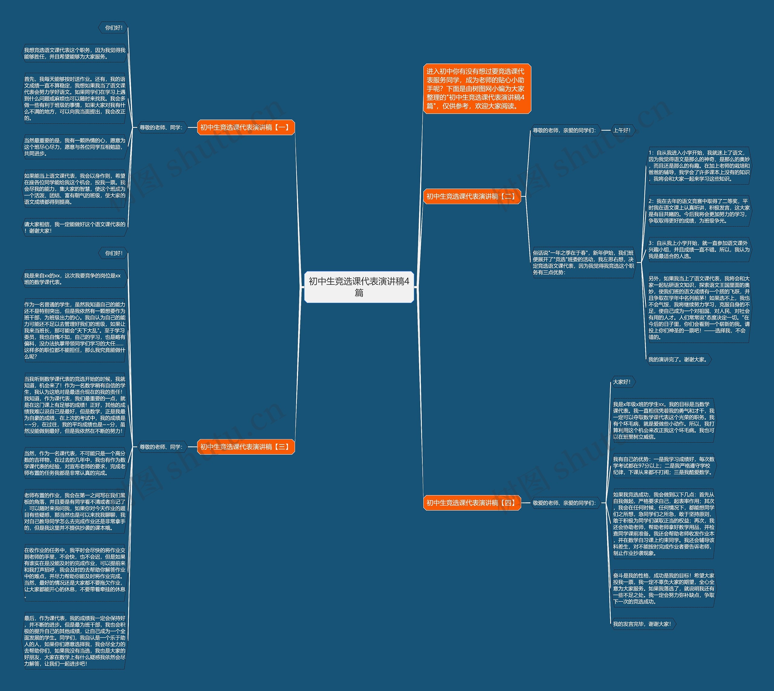 初中生竞选课代表演讲稿4篇思维导图