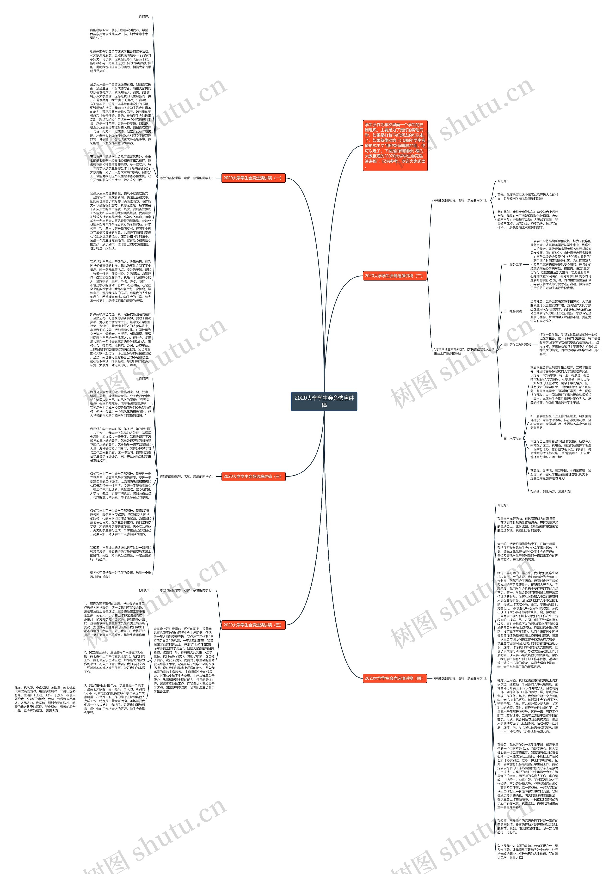 2020大学学生会竞选演讲稿思维导图