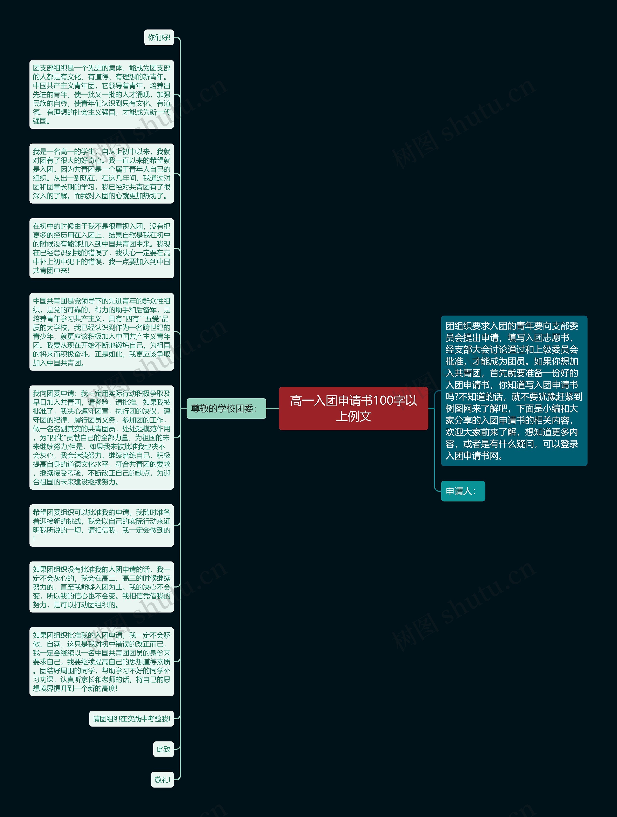 高一入团申请书100字以上例文思维导图