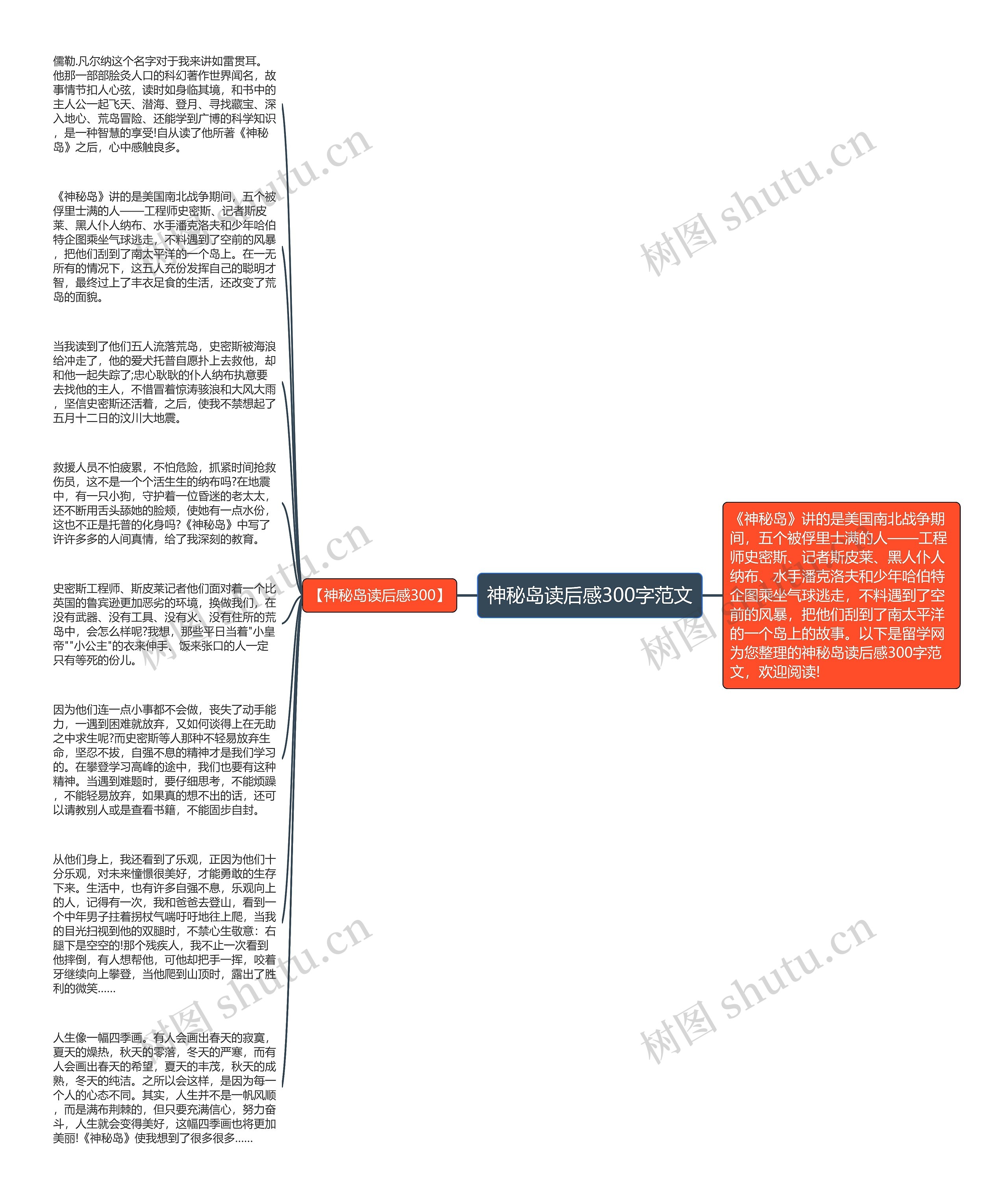 神秘岛读后感300字范文思维导图