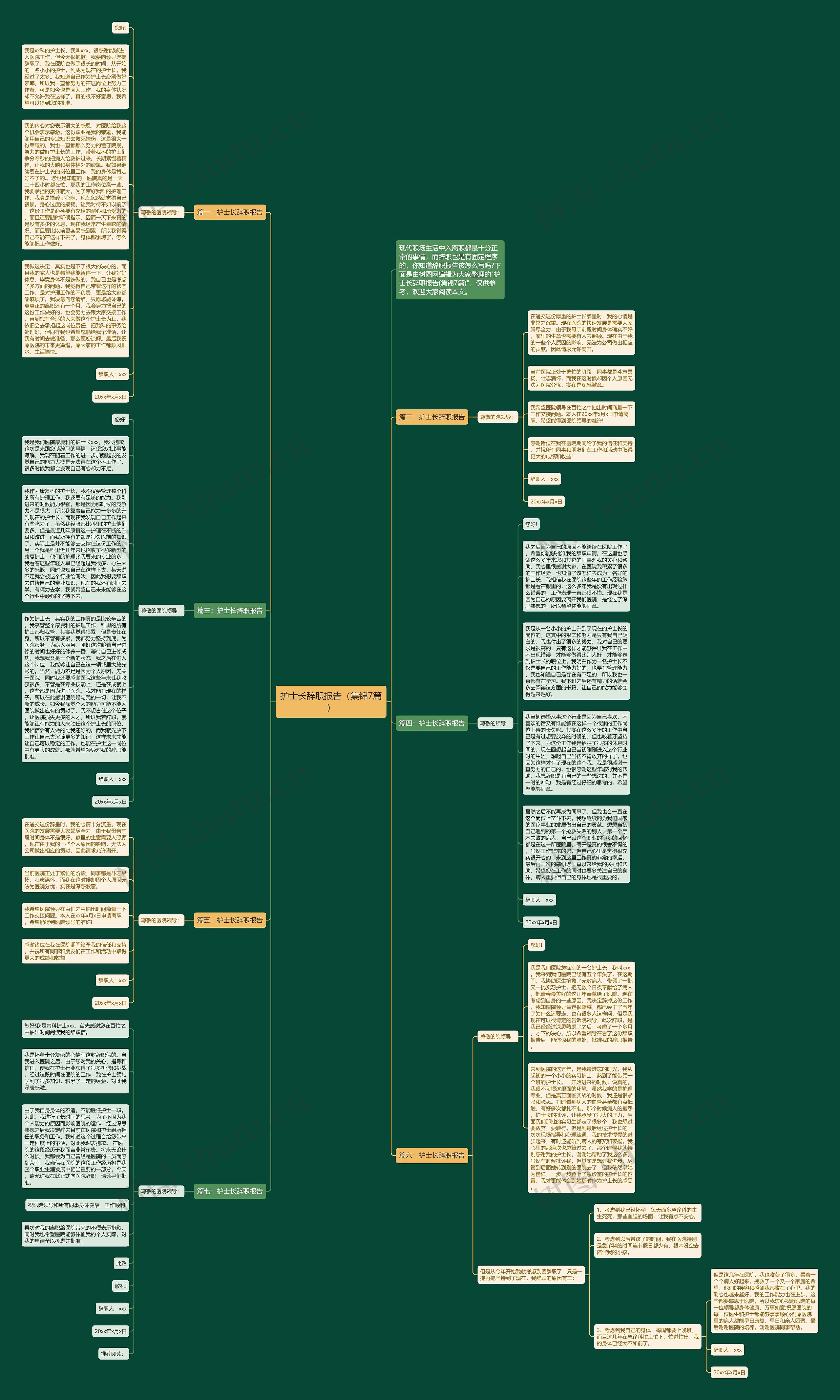 护士长辞职报告（集锦7篇）思维导图