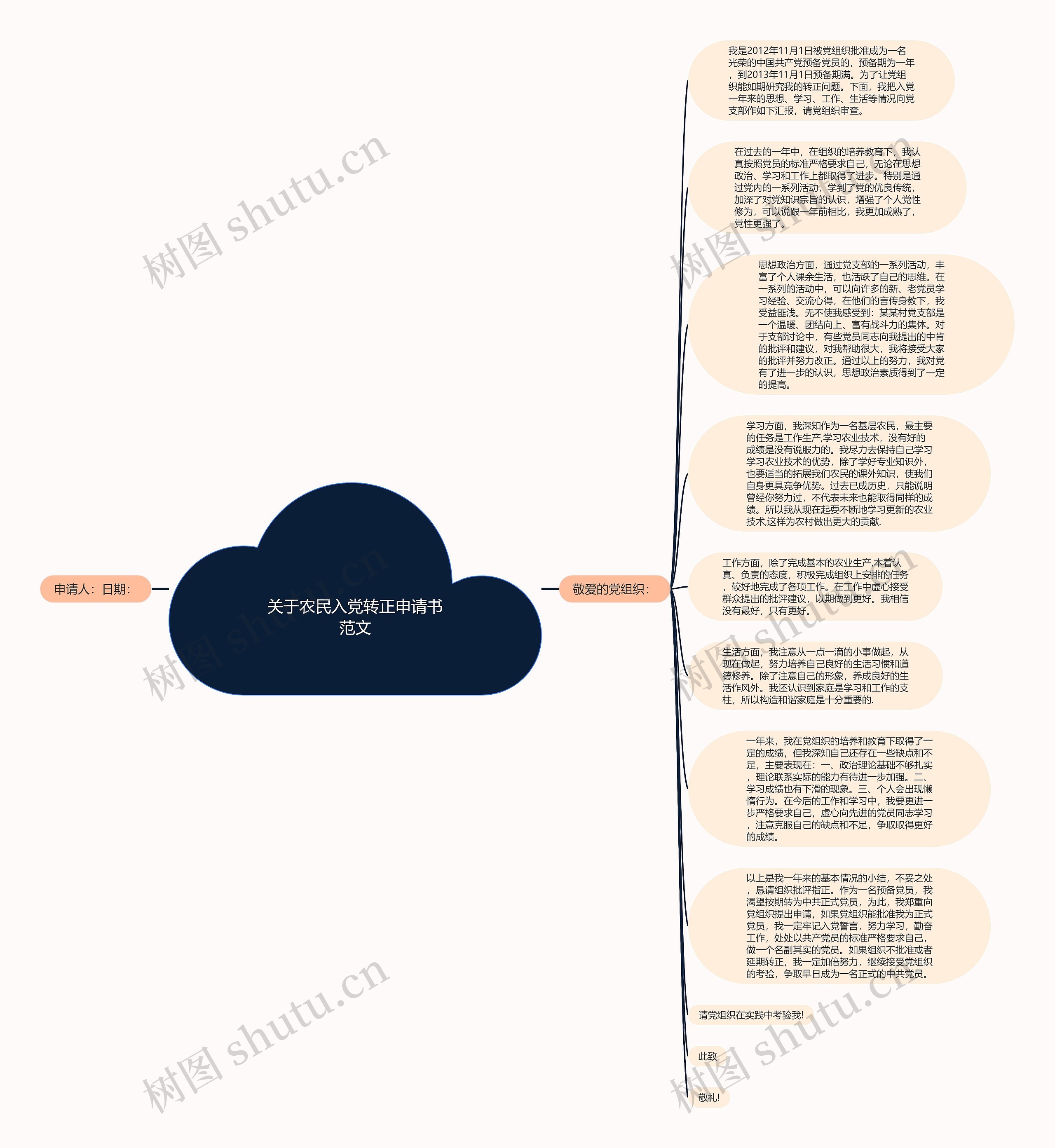 关于农民入党转正申请书范文思维导图
