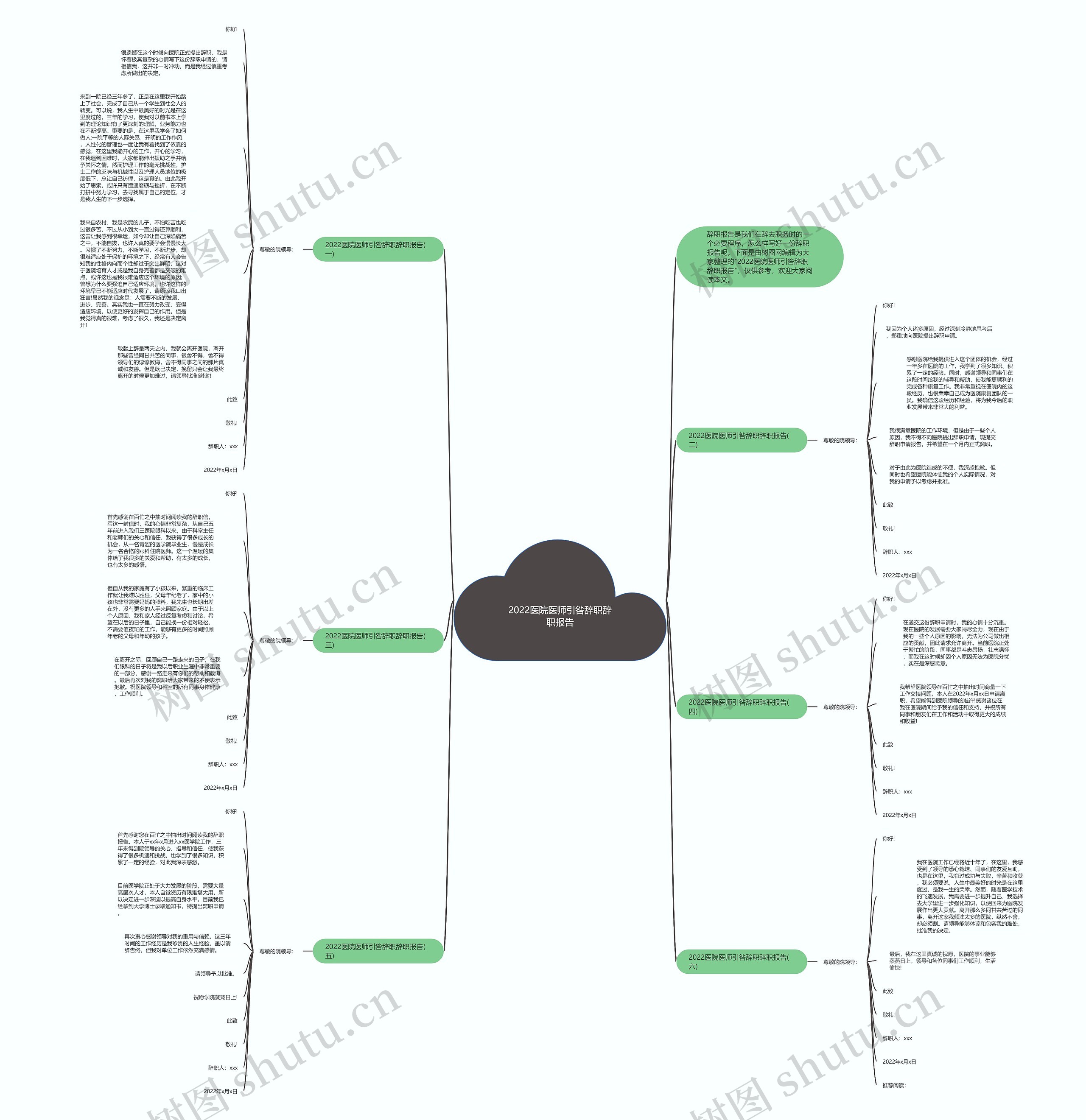 2022医院医师引咎辞职辞职报告思维导图