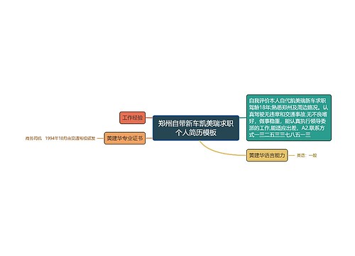 郑州自带新车凯美瑞求职个人简历模板