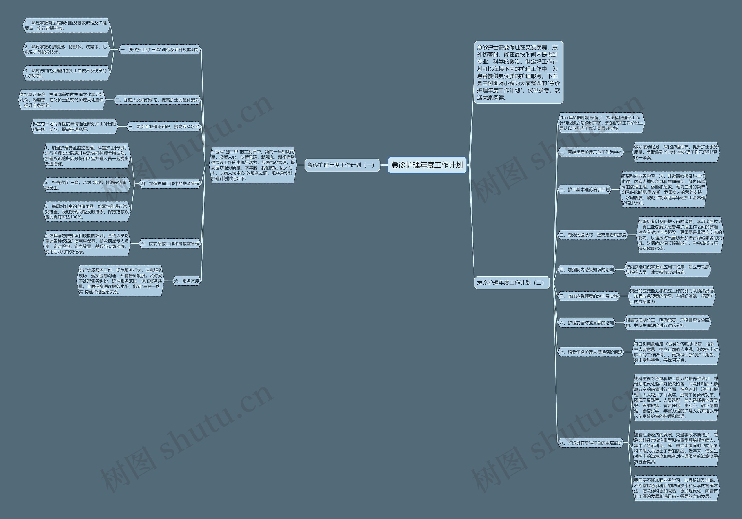急诊护理年度工作计划思维导图