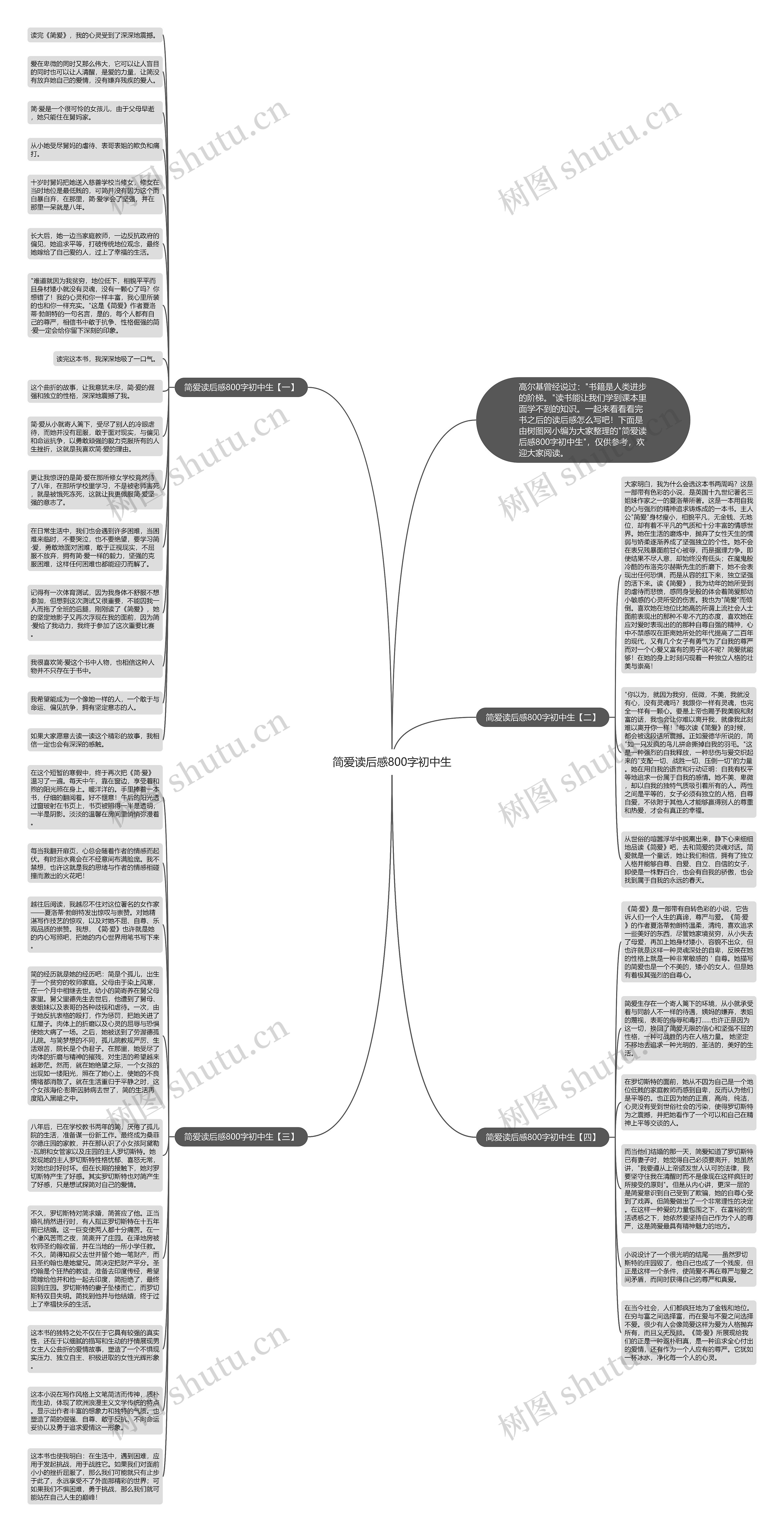 简爱读后感800字初中生思维导图