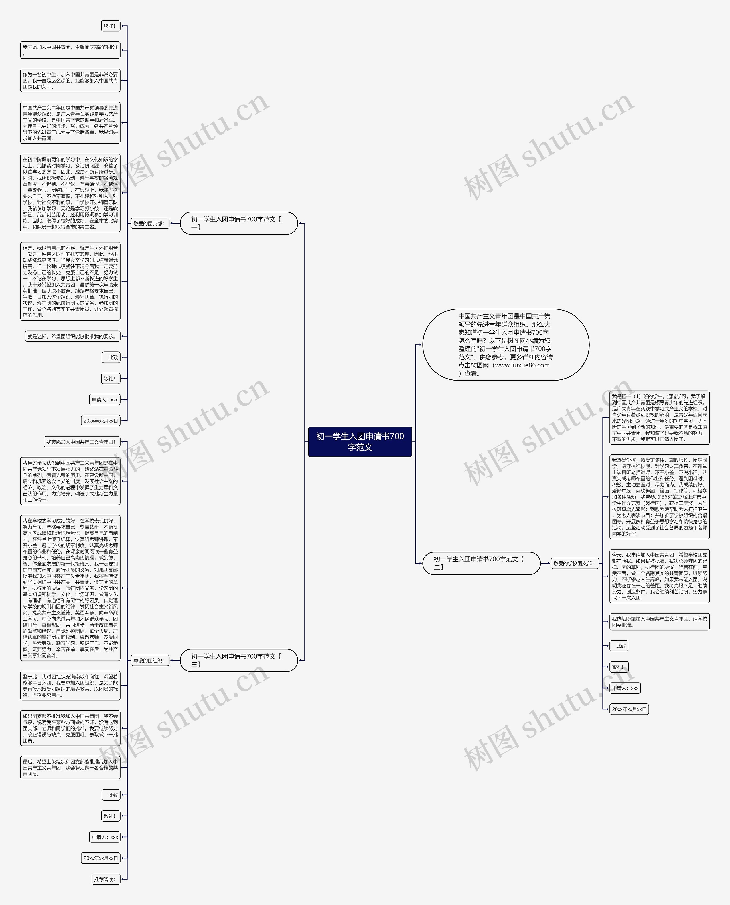 初一学生入团申请书700字范文思维导图