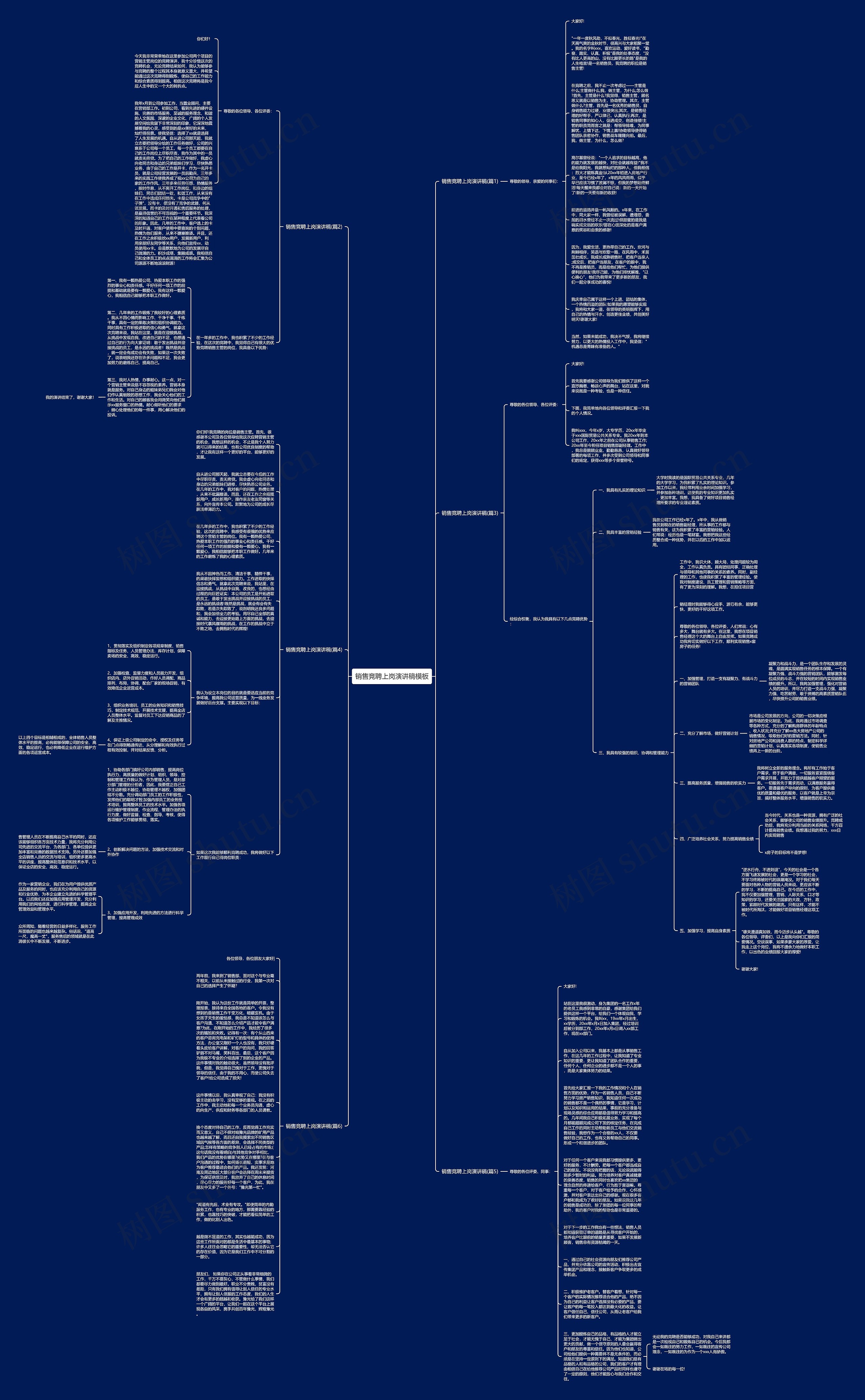 销售竞聘上岗演讲稿思维导图