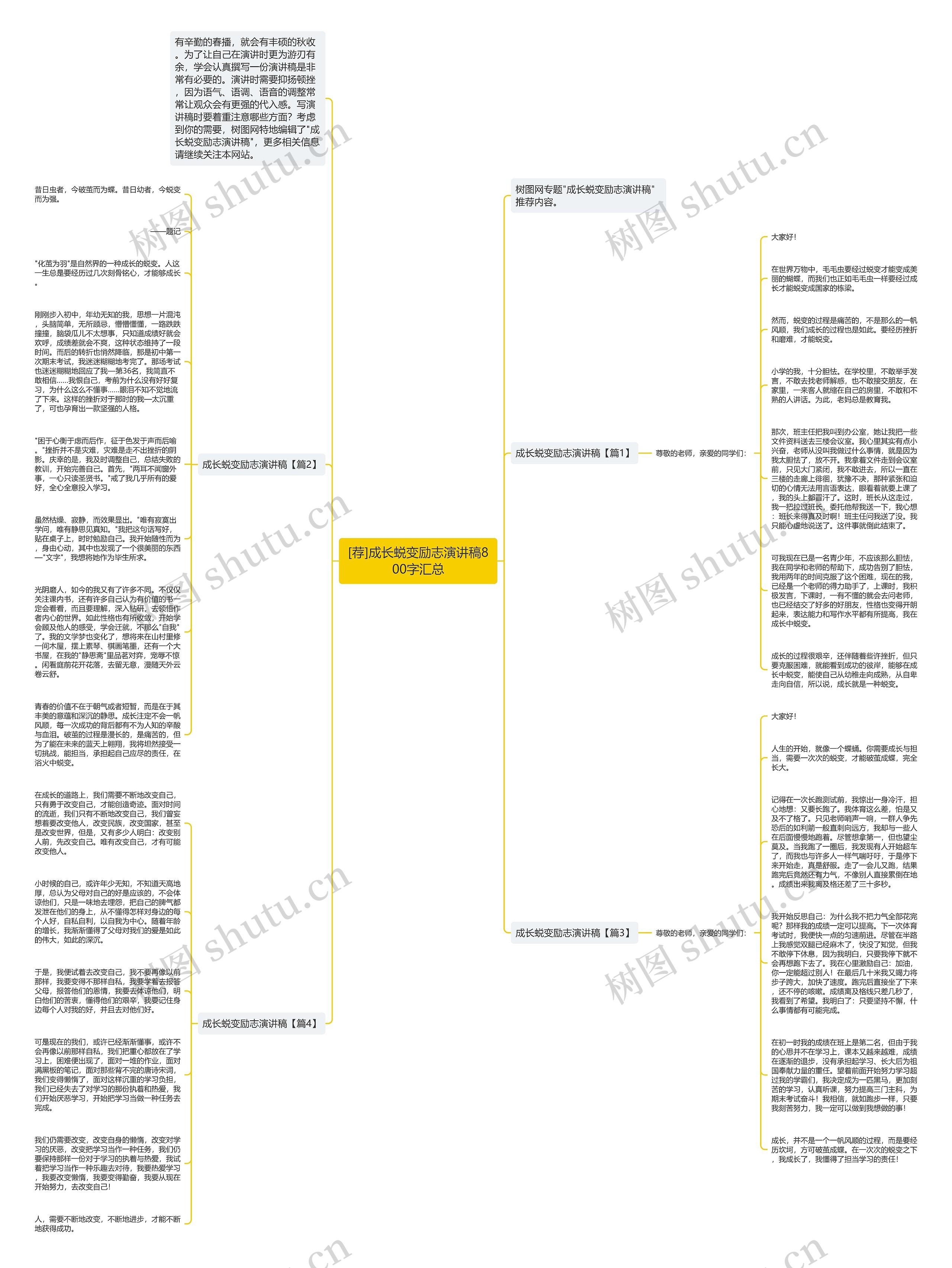 [荐]成长蜕变励志演讲稿800字汇总思维导图