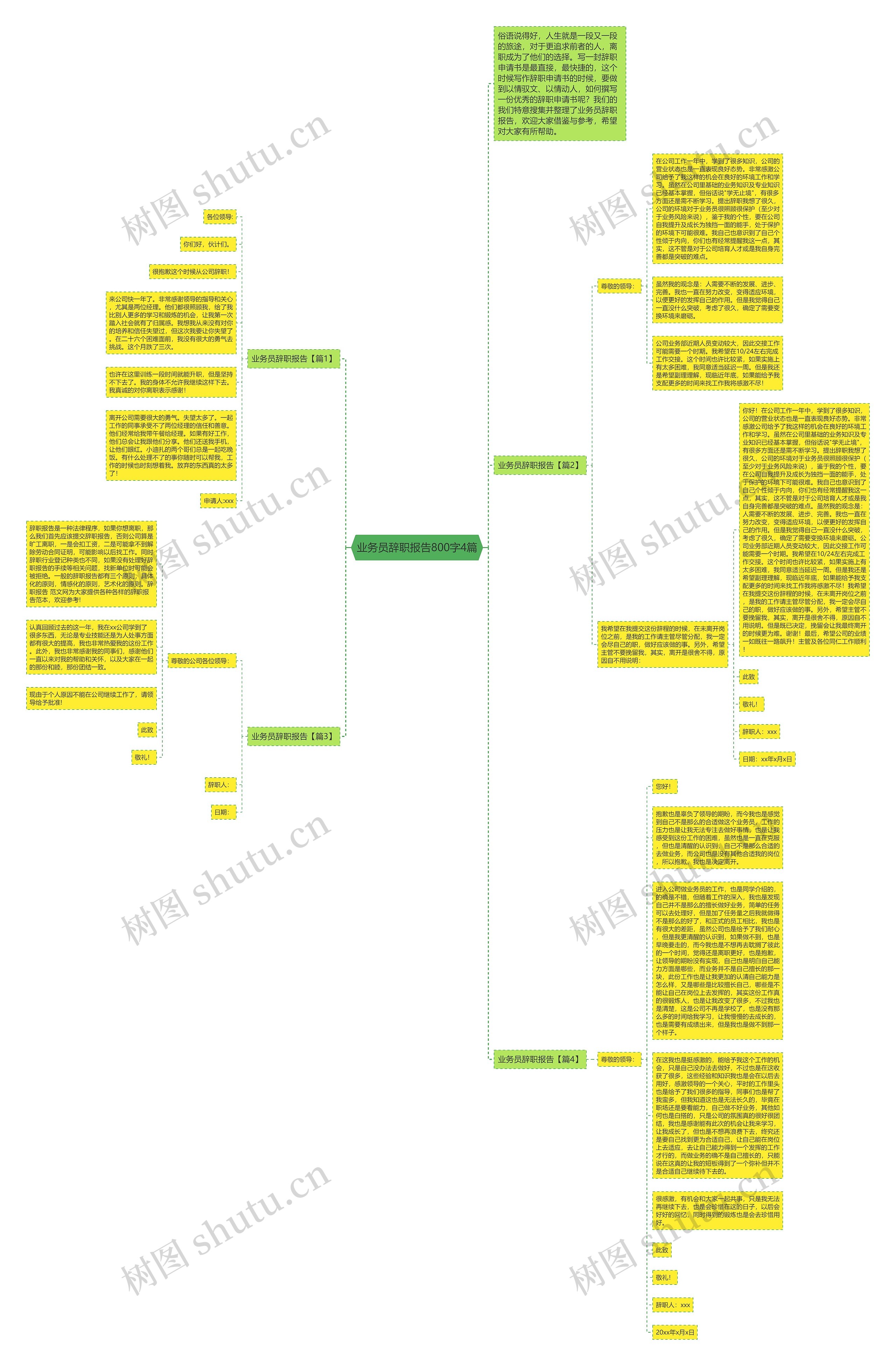 业务员辞职报告800字4篇思维导图