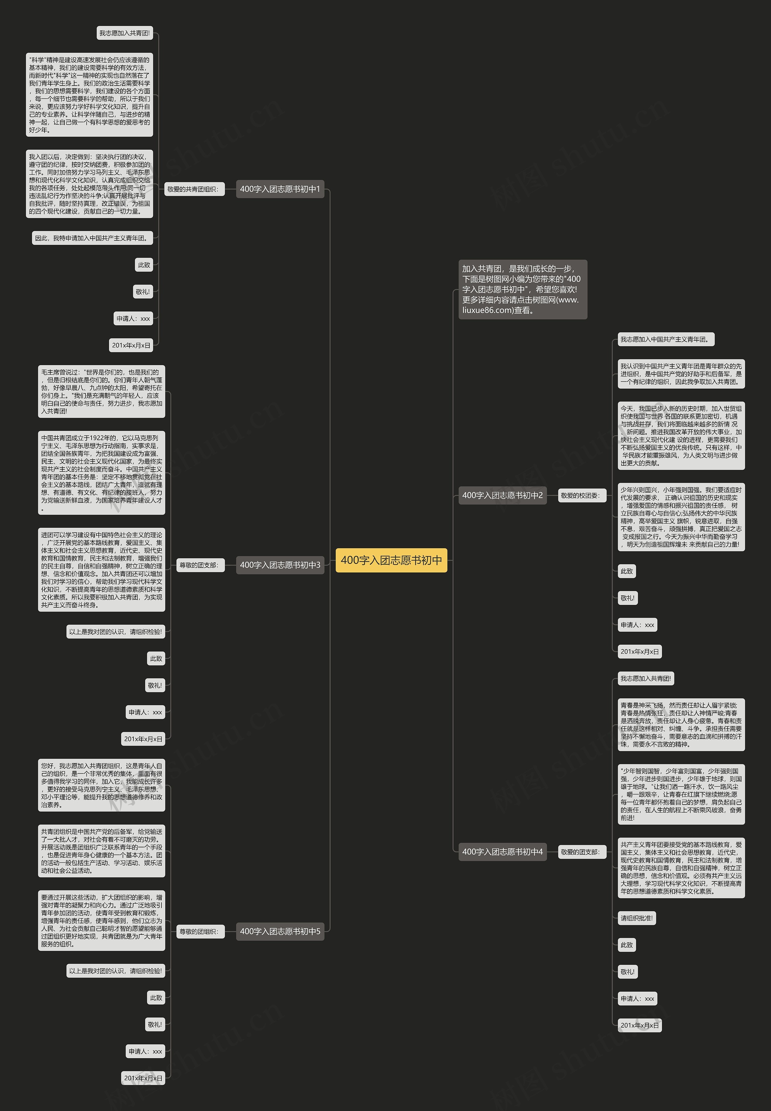 400字入团志愿书初中思维导图