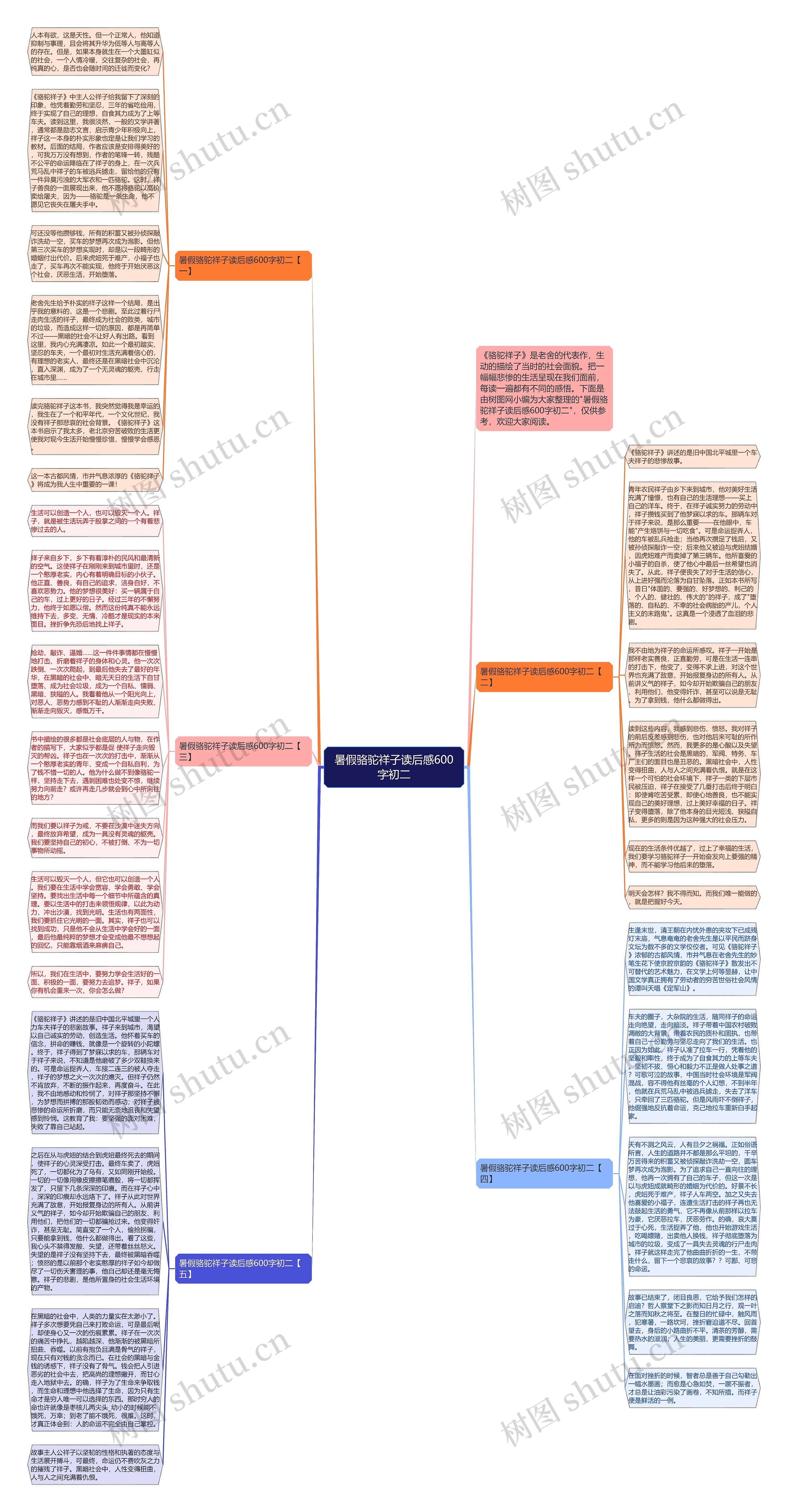 暑假骆驼祥子读后感600字初二思维导图