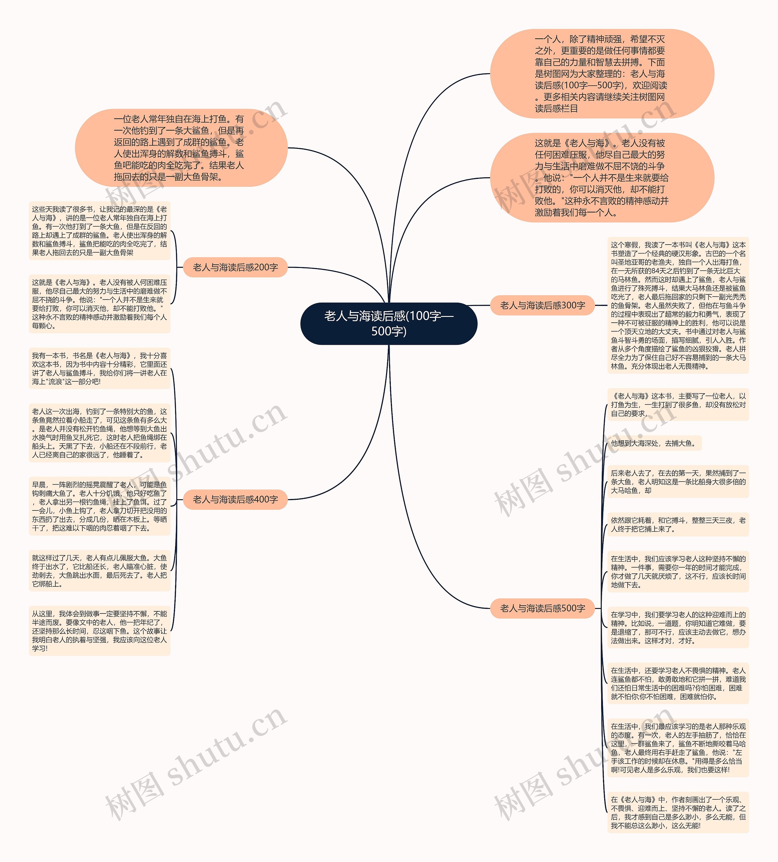 老人与海读后感(100字—500字)思维导图