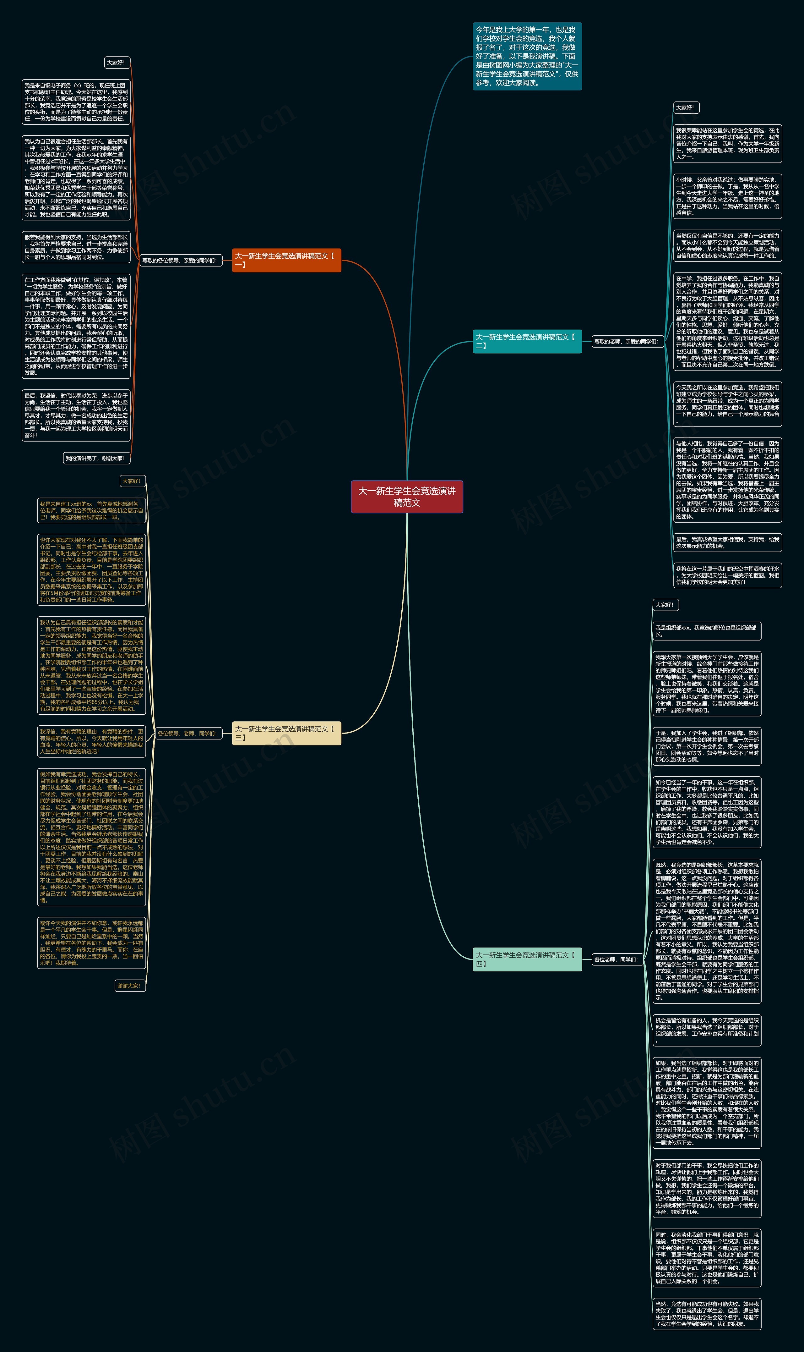 大一新生学生会竞选演讲稿范文思维导图