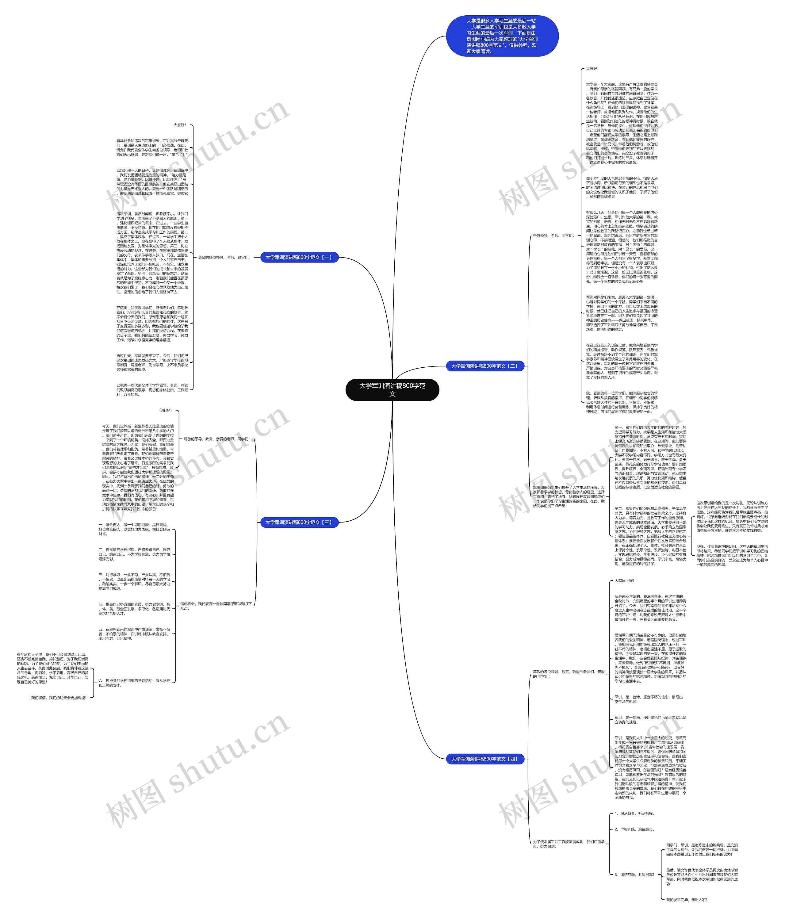 大学军训演讲稿800字范文思维导图