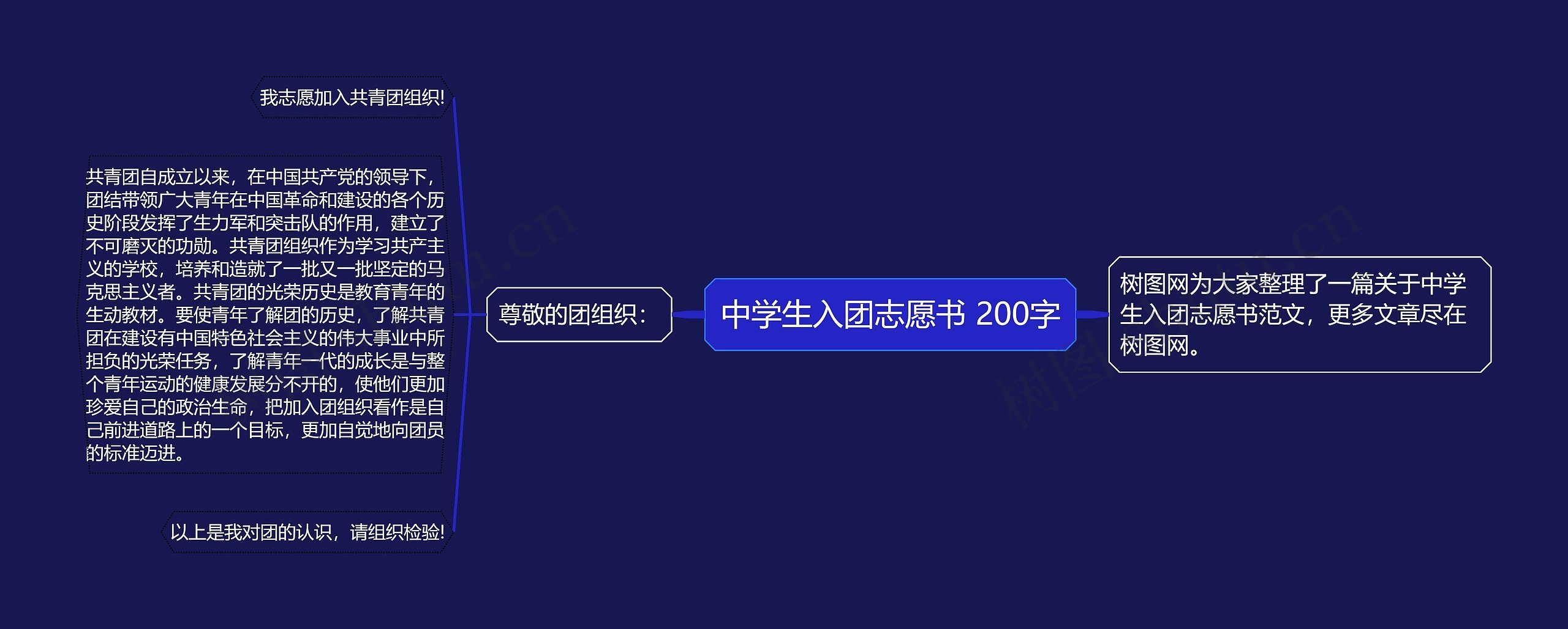 中学生入团志愿书 200字思维导图