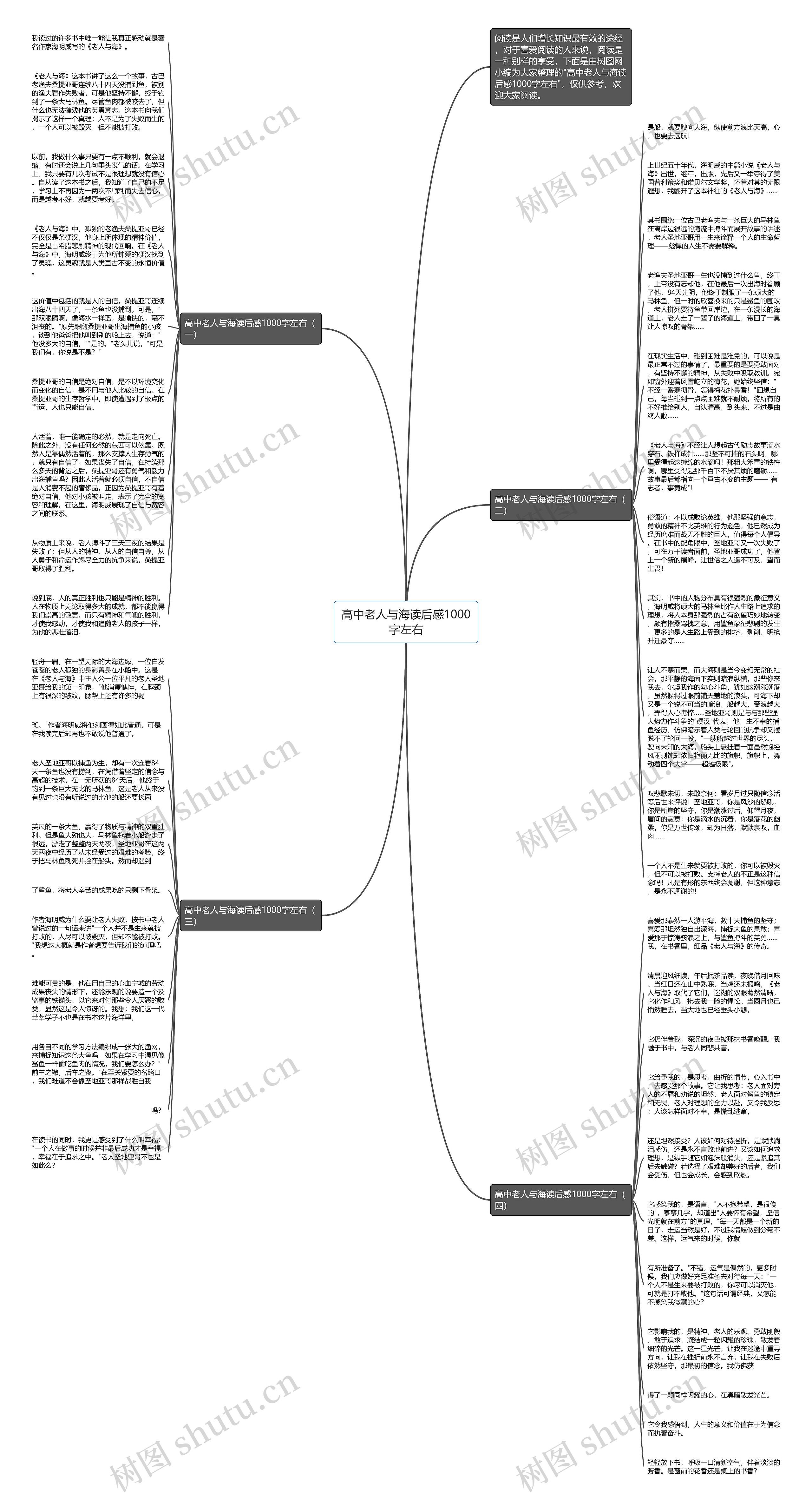 高中老人与海读后感1000字左右思维导图
