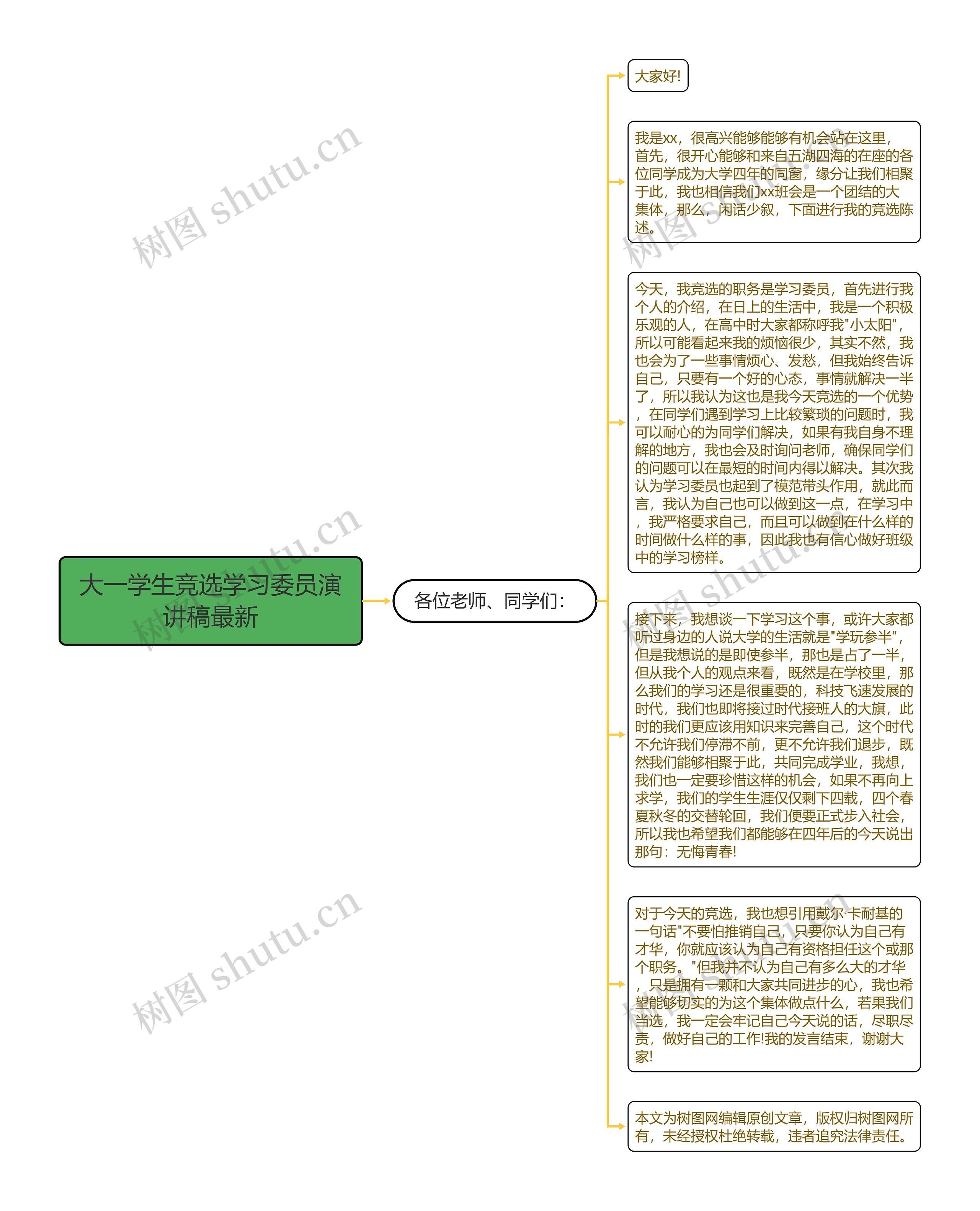 大一学生竞选学习委员演讲稿最新思维导图