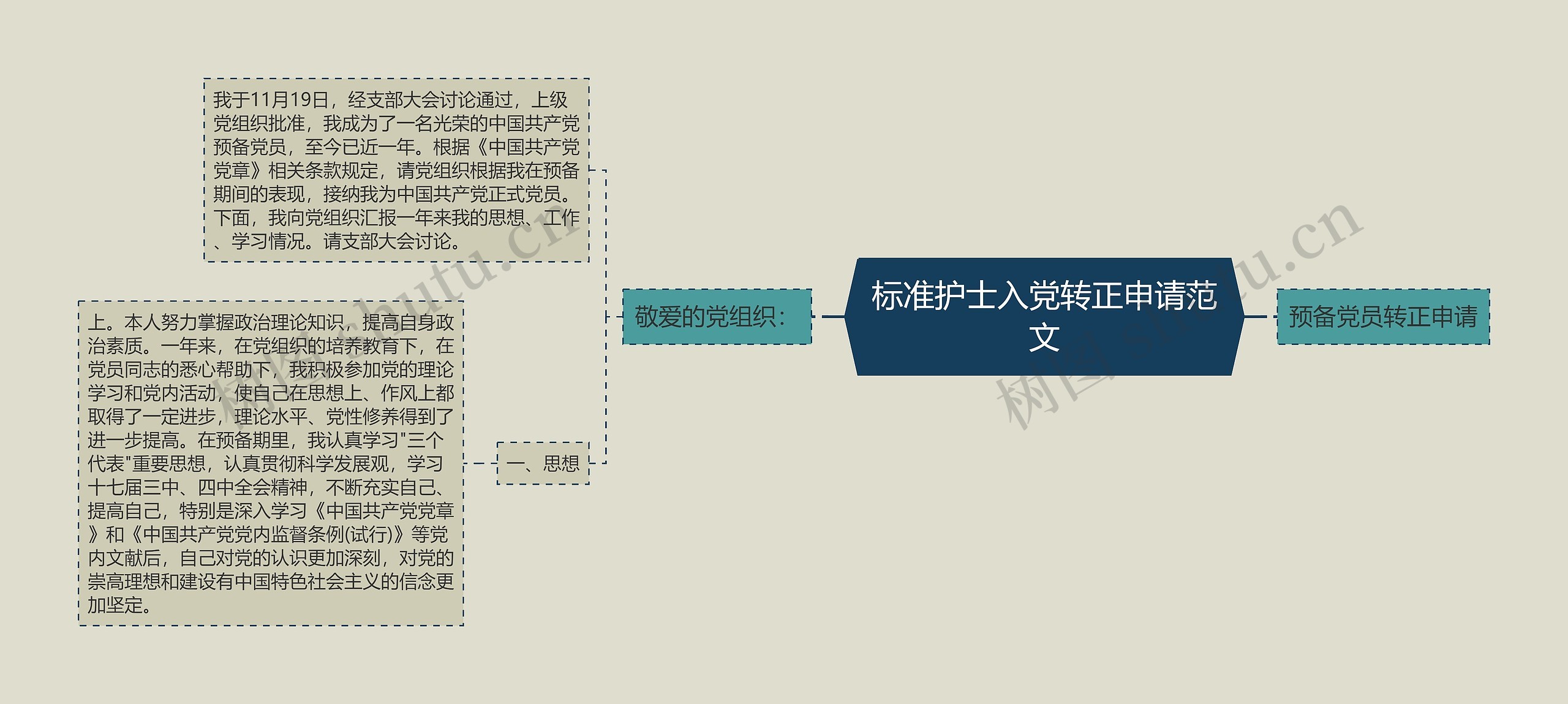 标准护士入党转正申请范文思维导图