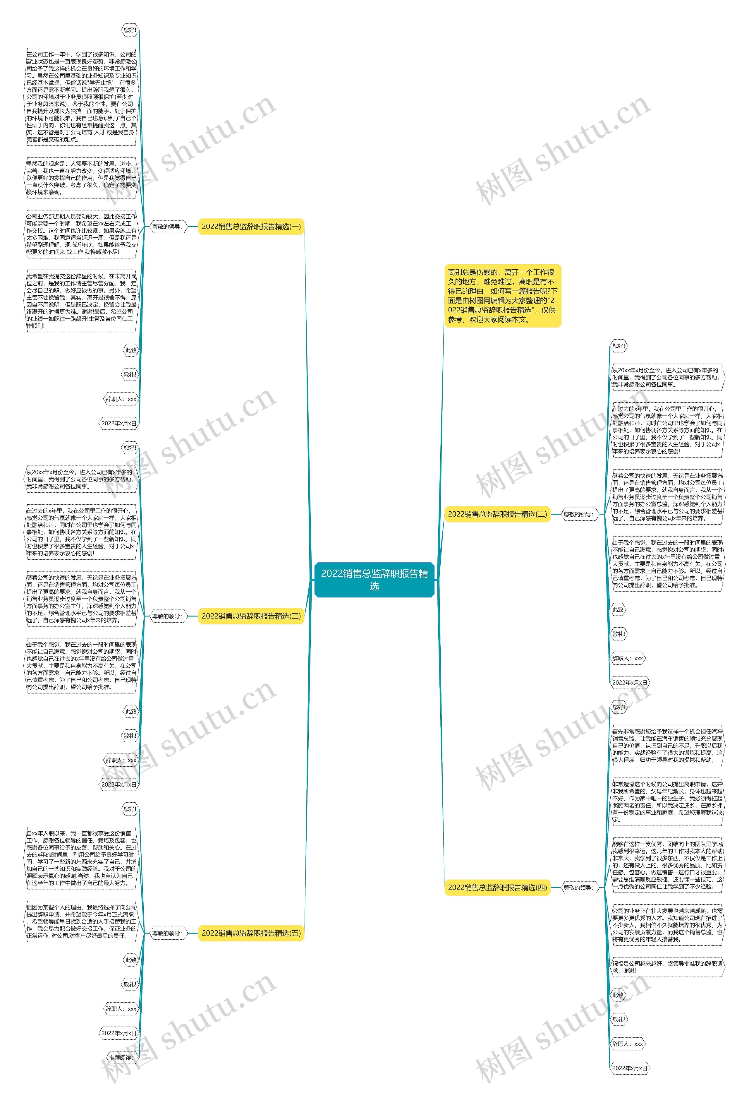 2022销售总监辞职报告精选思维导图