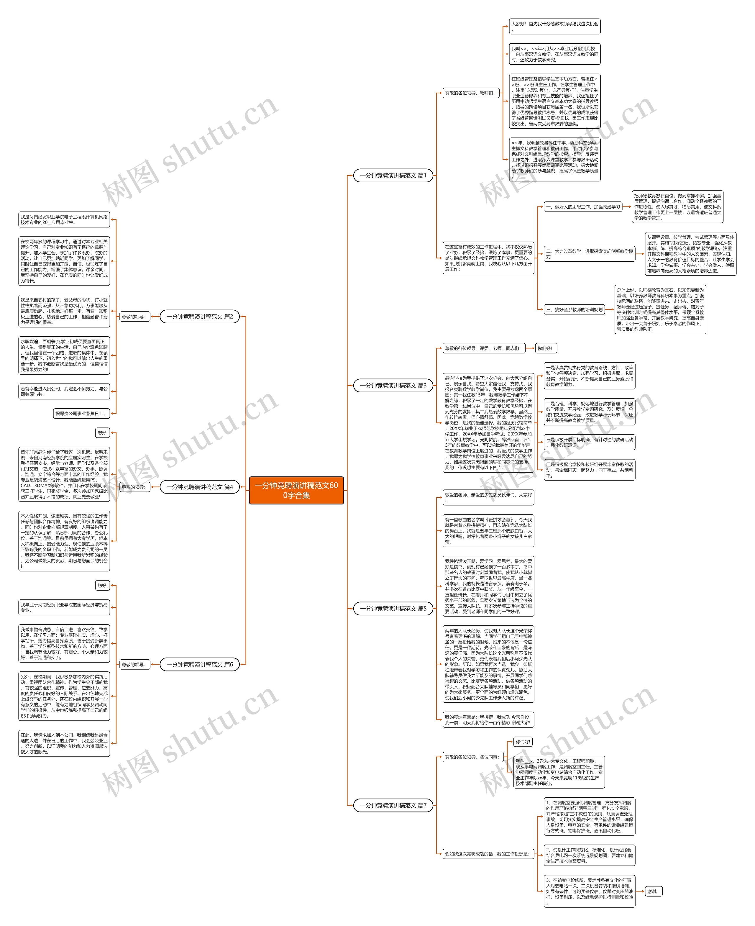 一分钟竞聘演讲稿范文600字合集思维导图