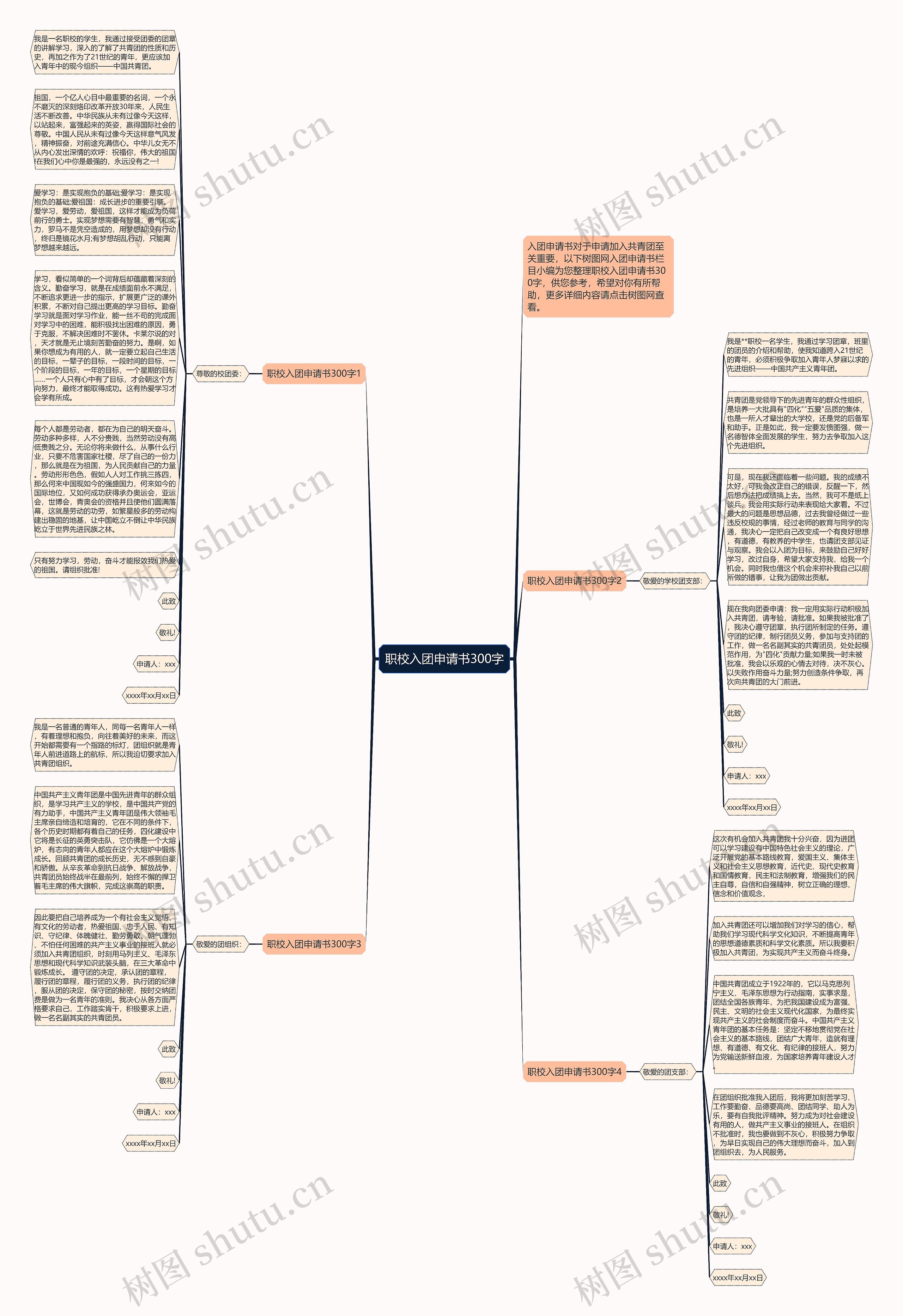 职校入团申请书300字思维导图
