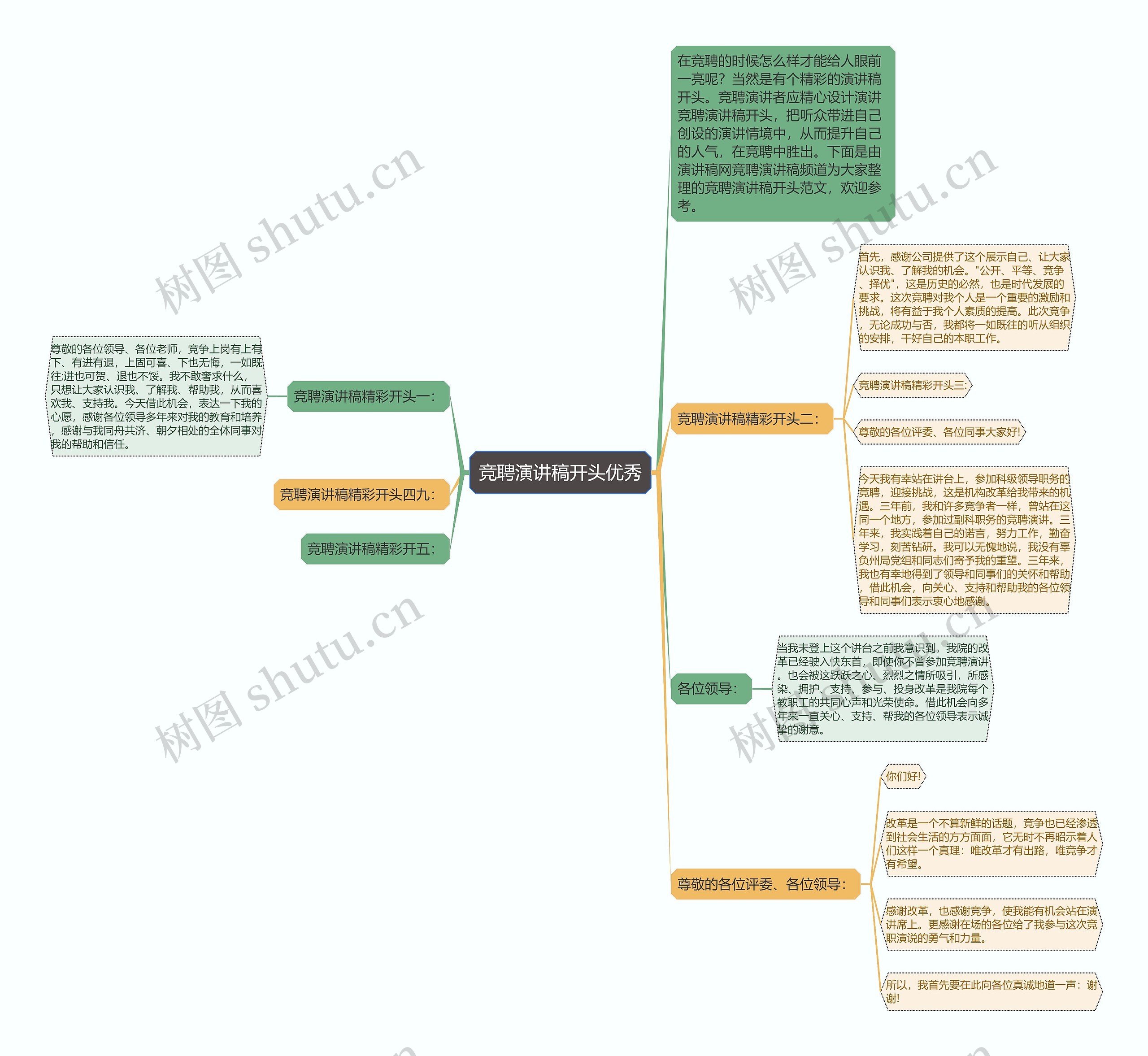 竞聘演讲稿开头优秀思维导图
