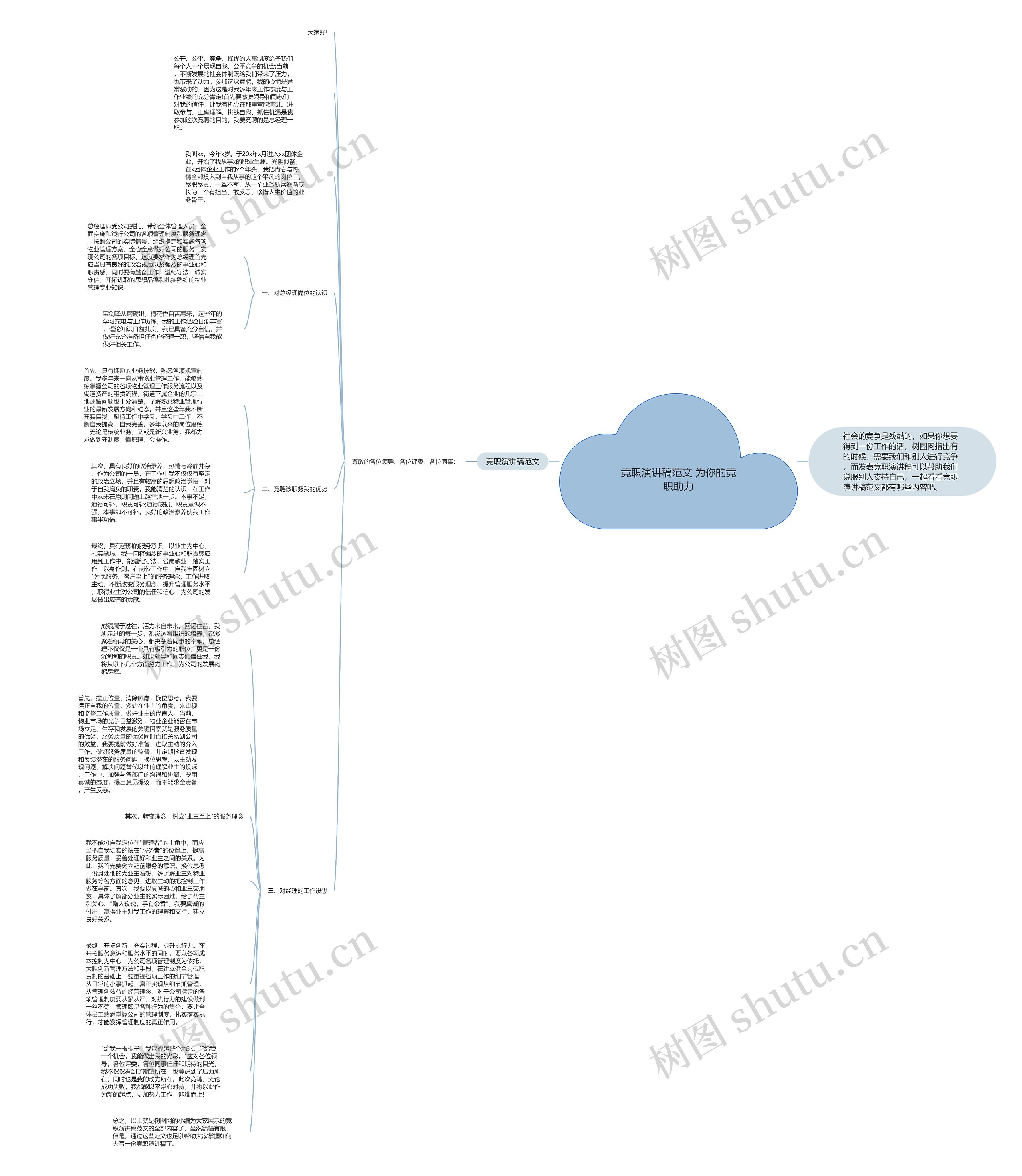 竞职演讲稿范文 为你的竞职助力思维导图