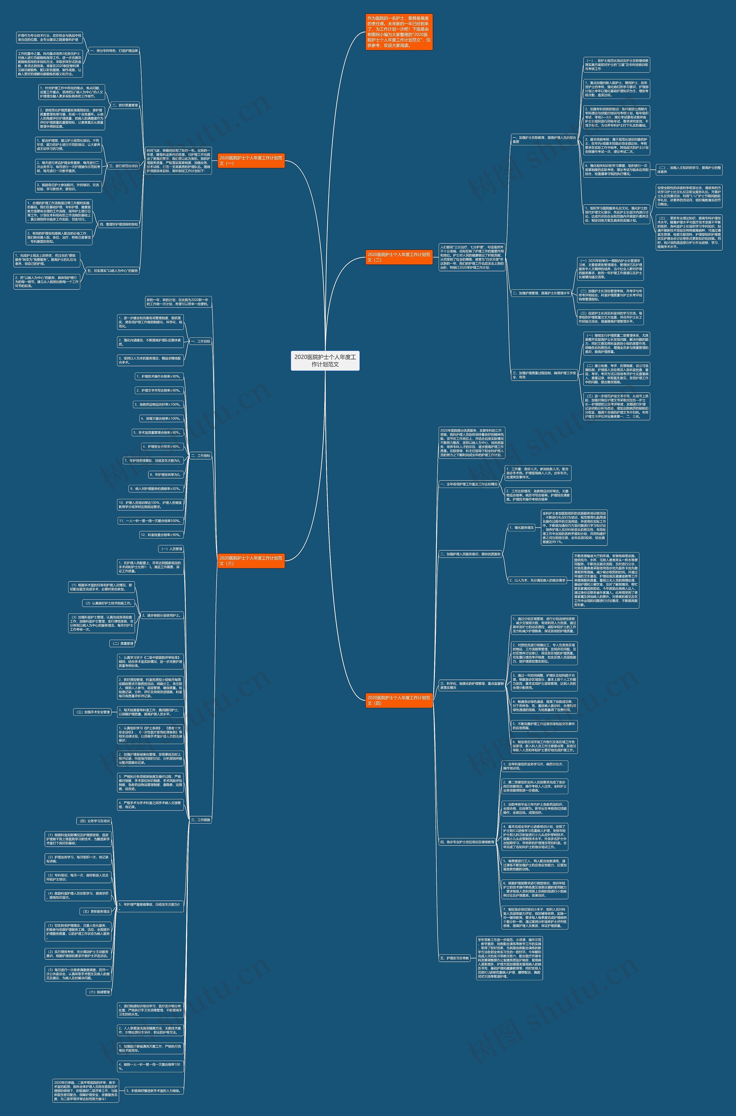 2020医院护士个人年度工作计划范文思维导图
