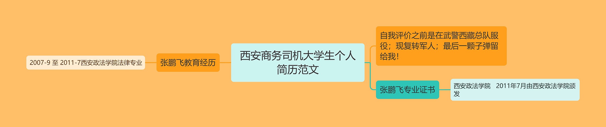 西安商务司机大学生个人简历范文思维导图