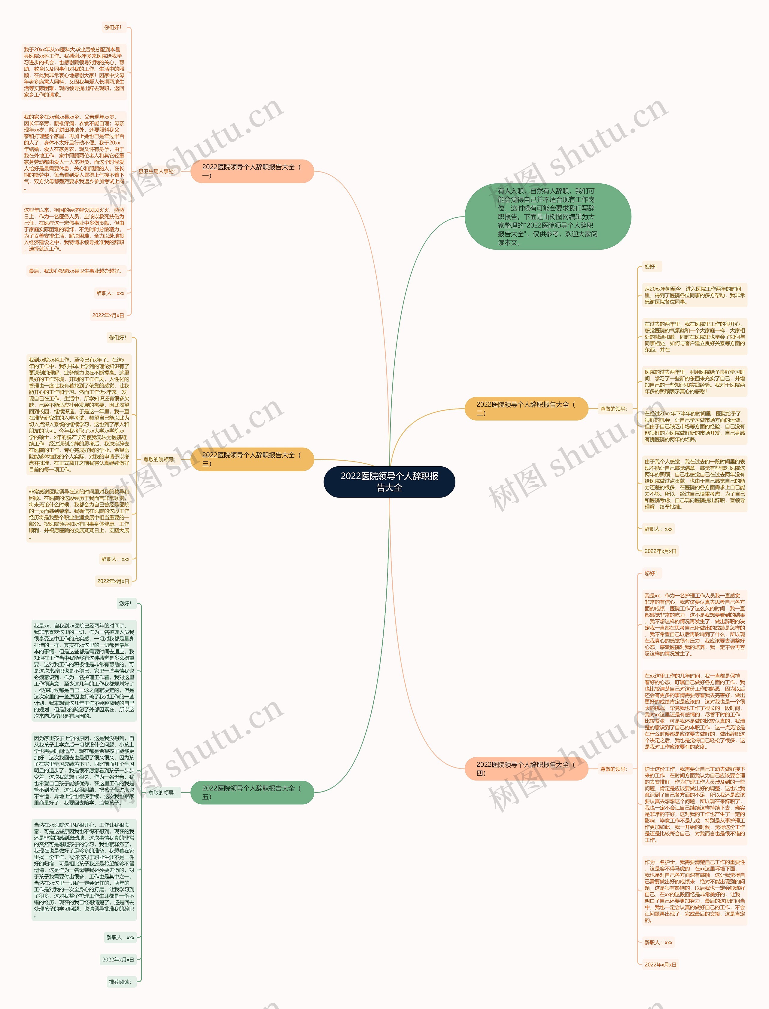 2022医院领导个人辞职报告大全思维导图
