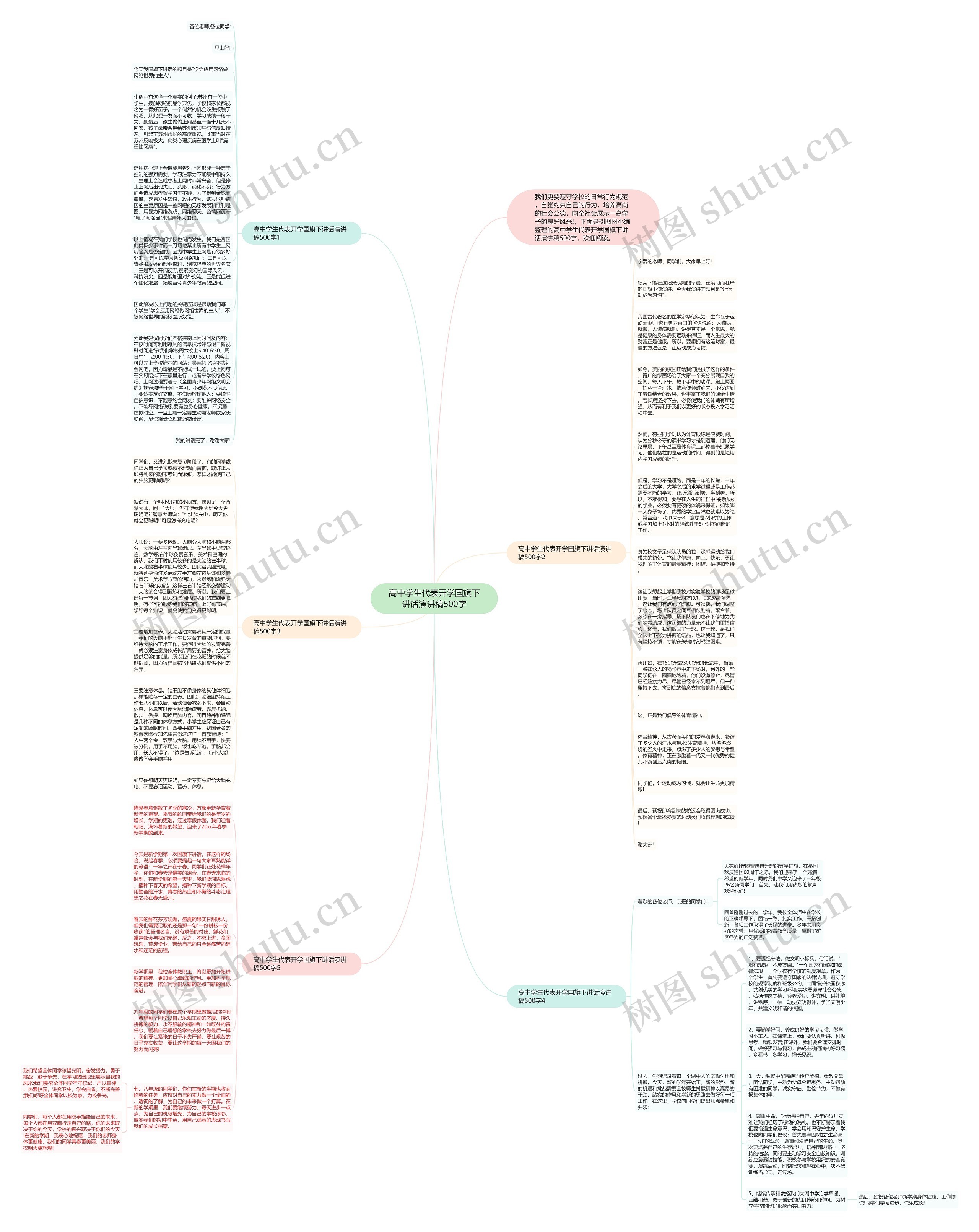 高中学生代表开学国旗下讲话演讲稿500字思维导图