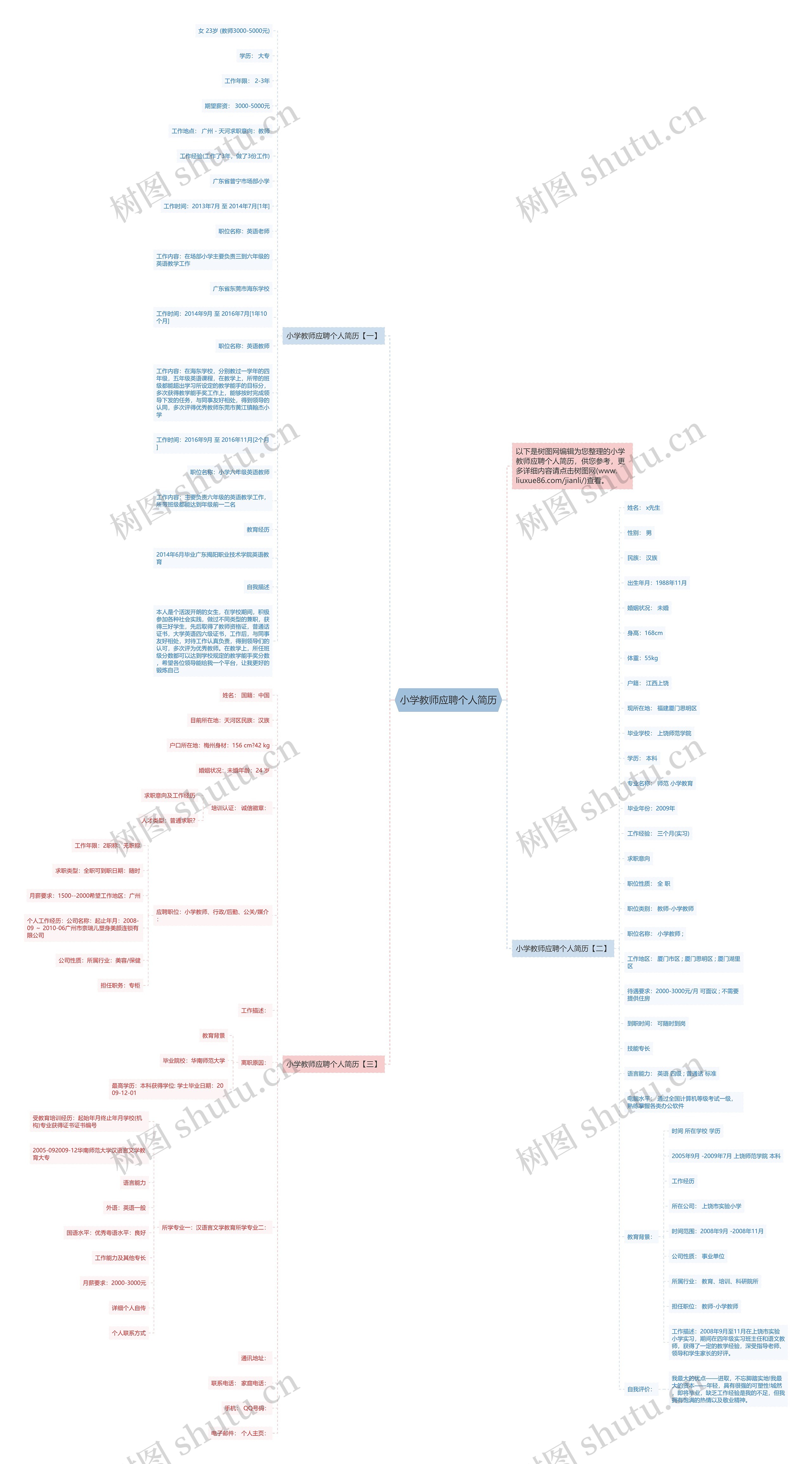 小学教师应聘个人简历思维导图