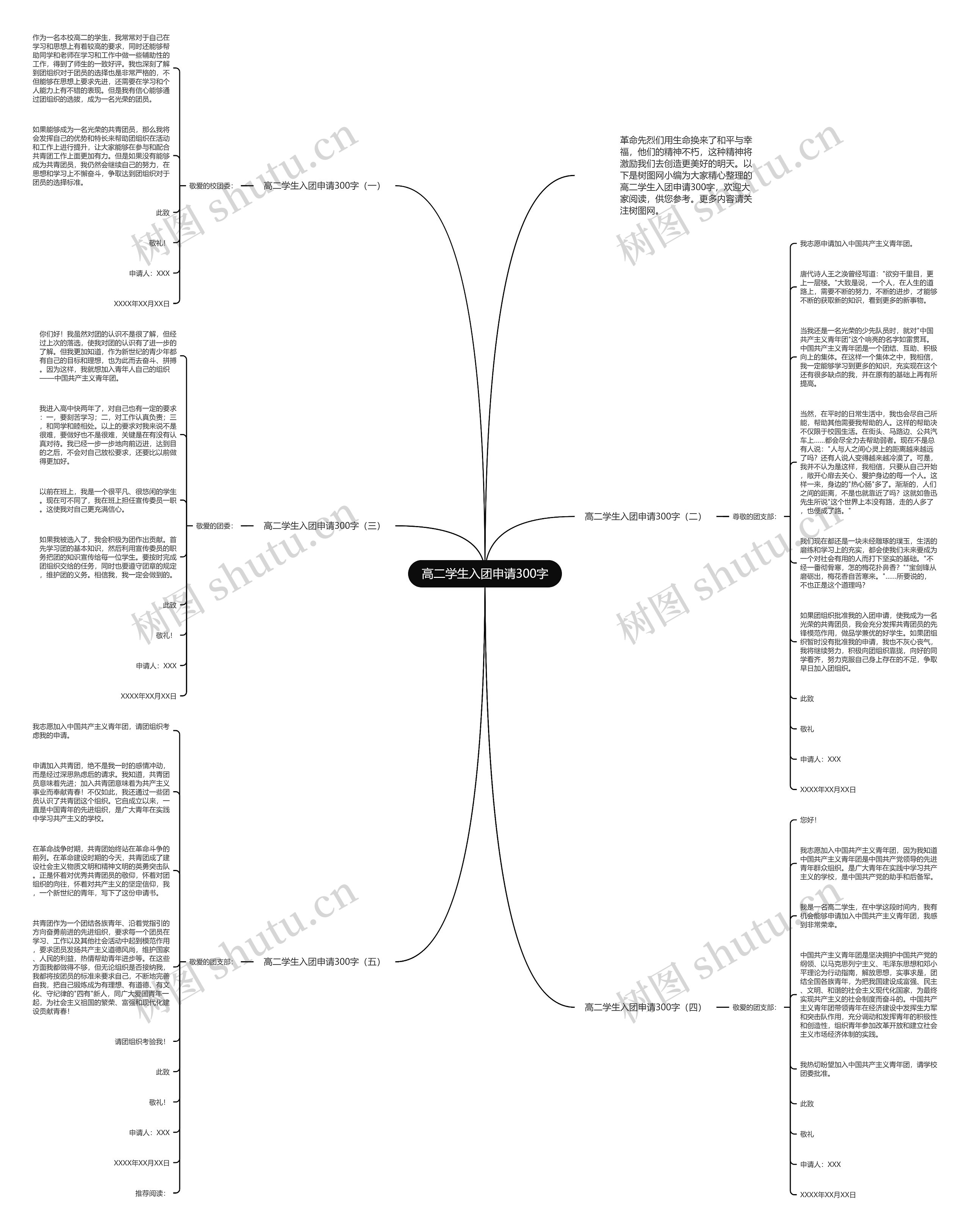 高二学生入团申请300字思维导图