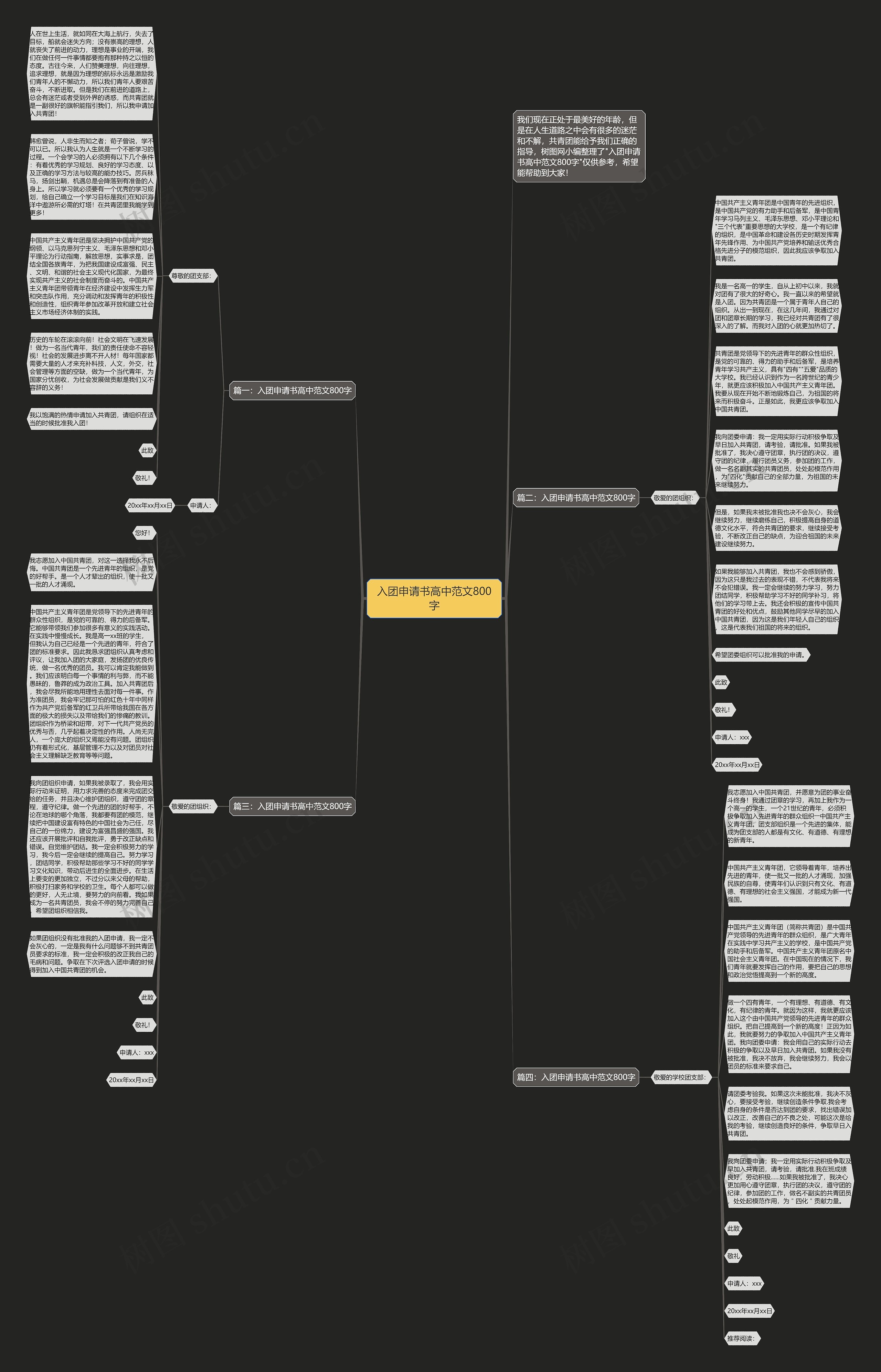 入团申请书高中范文800字思维导图