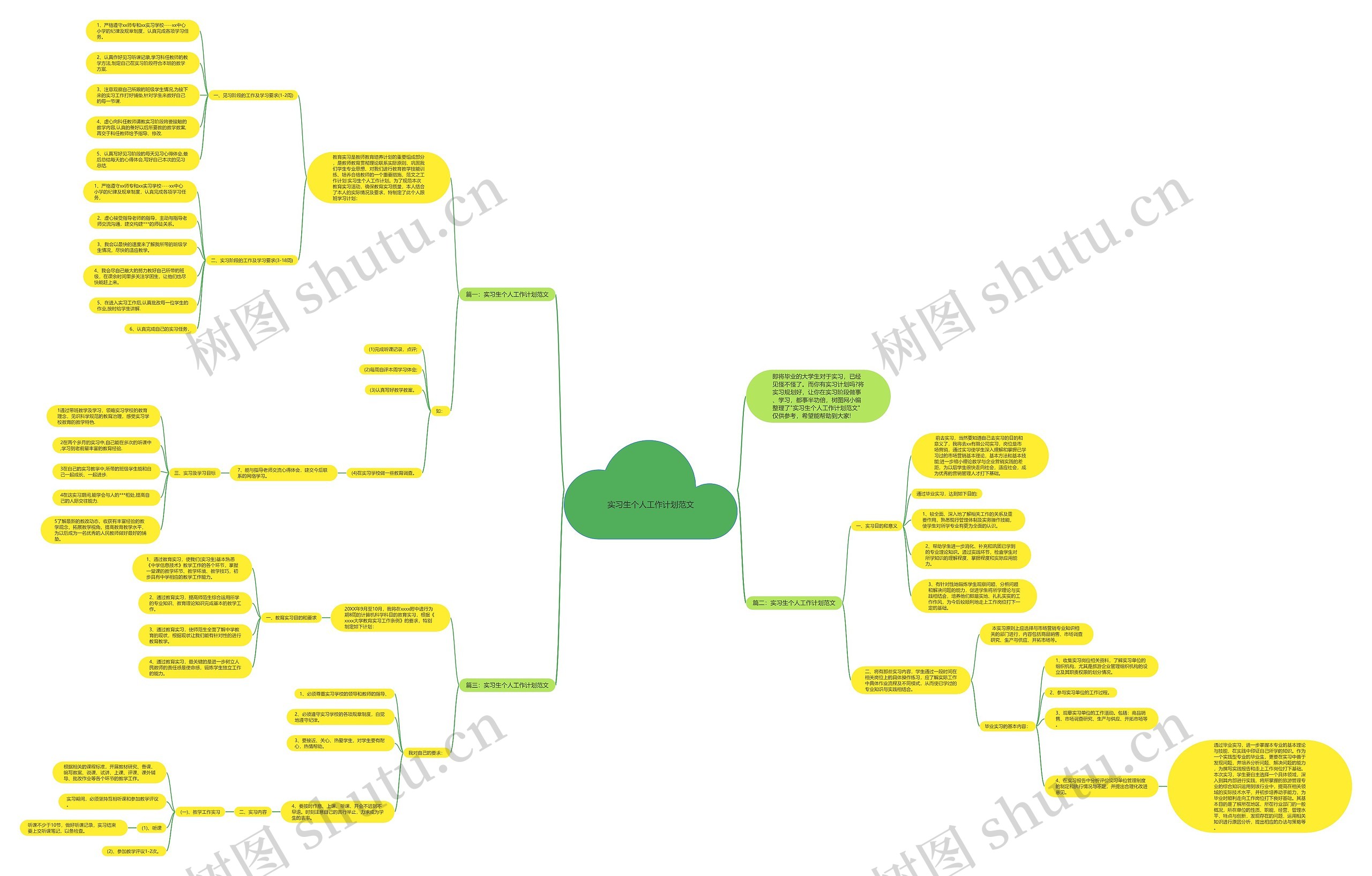 实习生个人工作计划范文思维导图