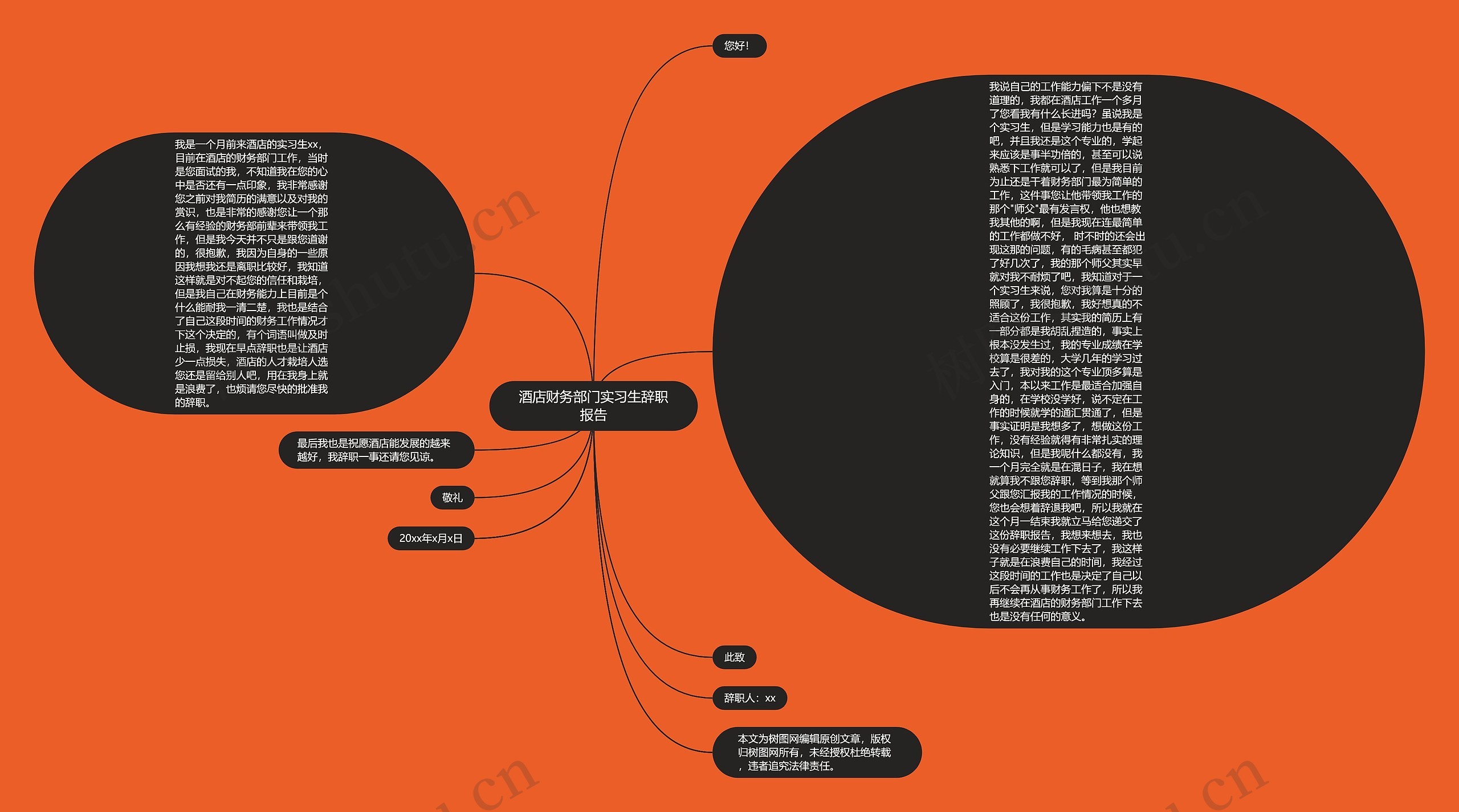酒店财务部门实习生辞职报告思维导图