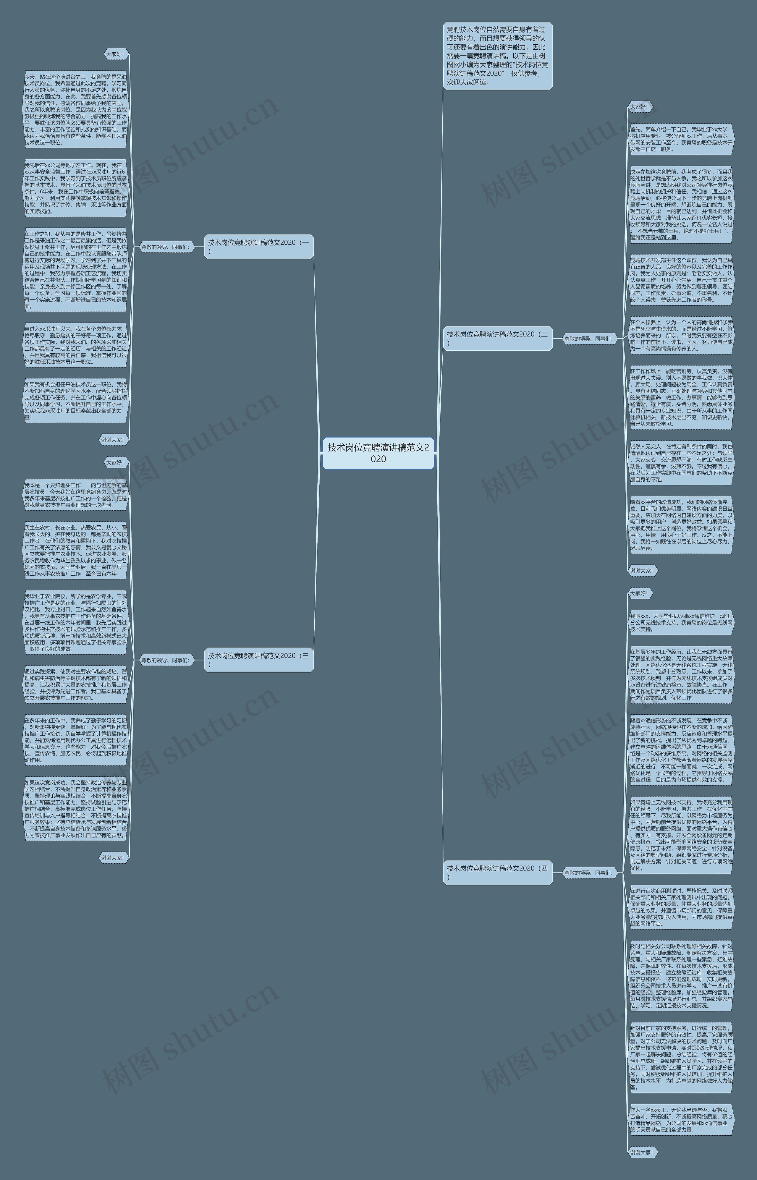 技术岗位竞聘演讲稿范文2020思维导图