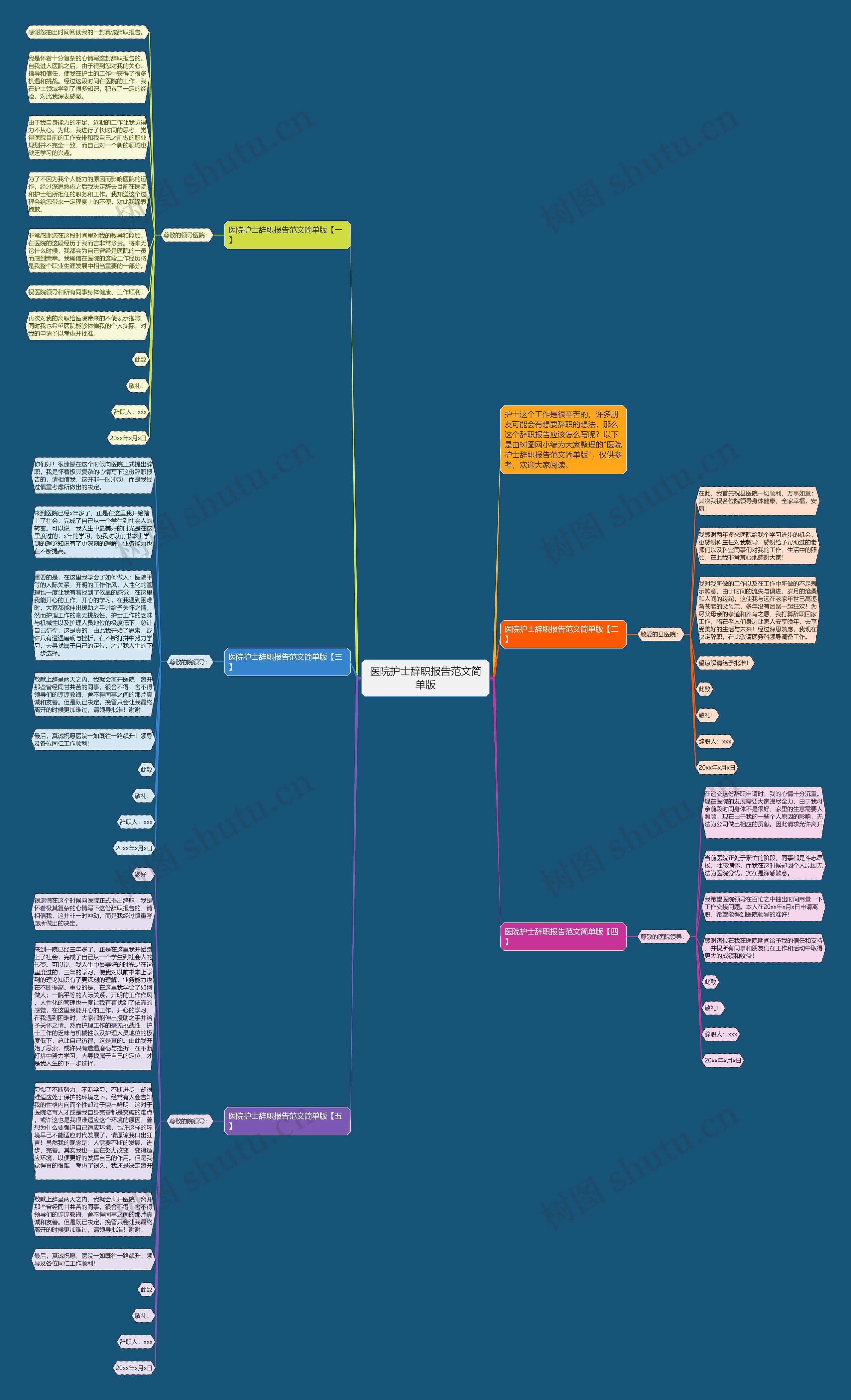 医院护士辞职报告范文简单版思维导图