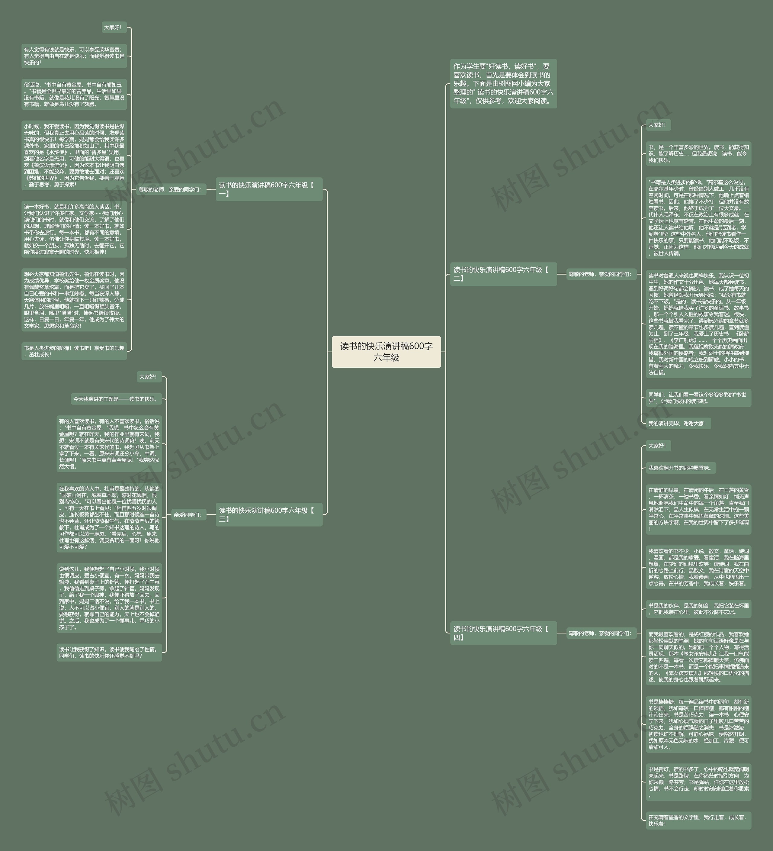 读书的快乐演讲稿600字六年级思维导图